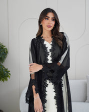 R237 Luxurious Chiffon summer Collection Black  Abaya