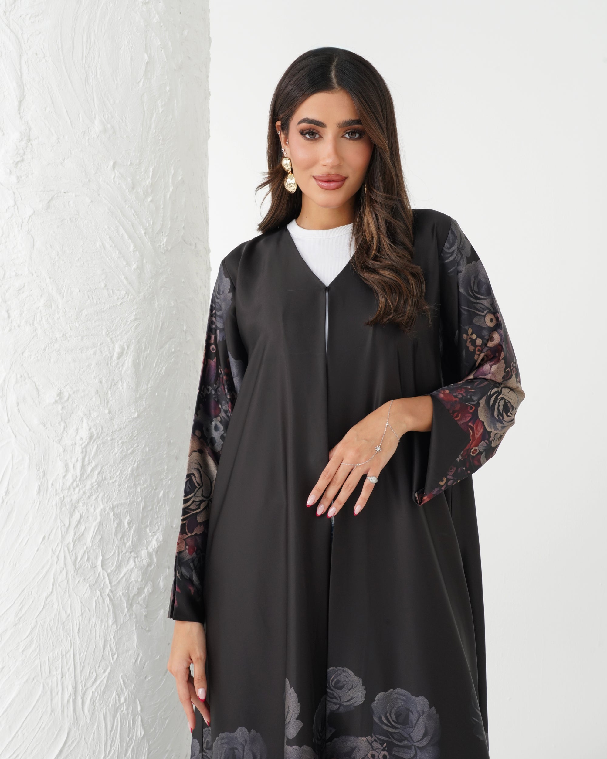 R165 Lavender Flower  printed summer wear  Abaya Set