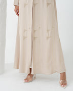 R172 Summer  Beige   Abaya Set