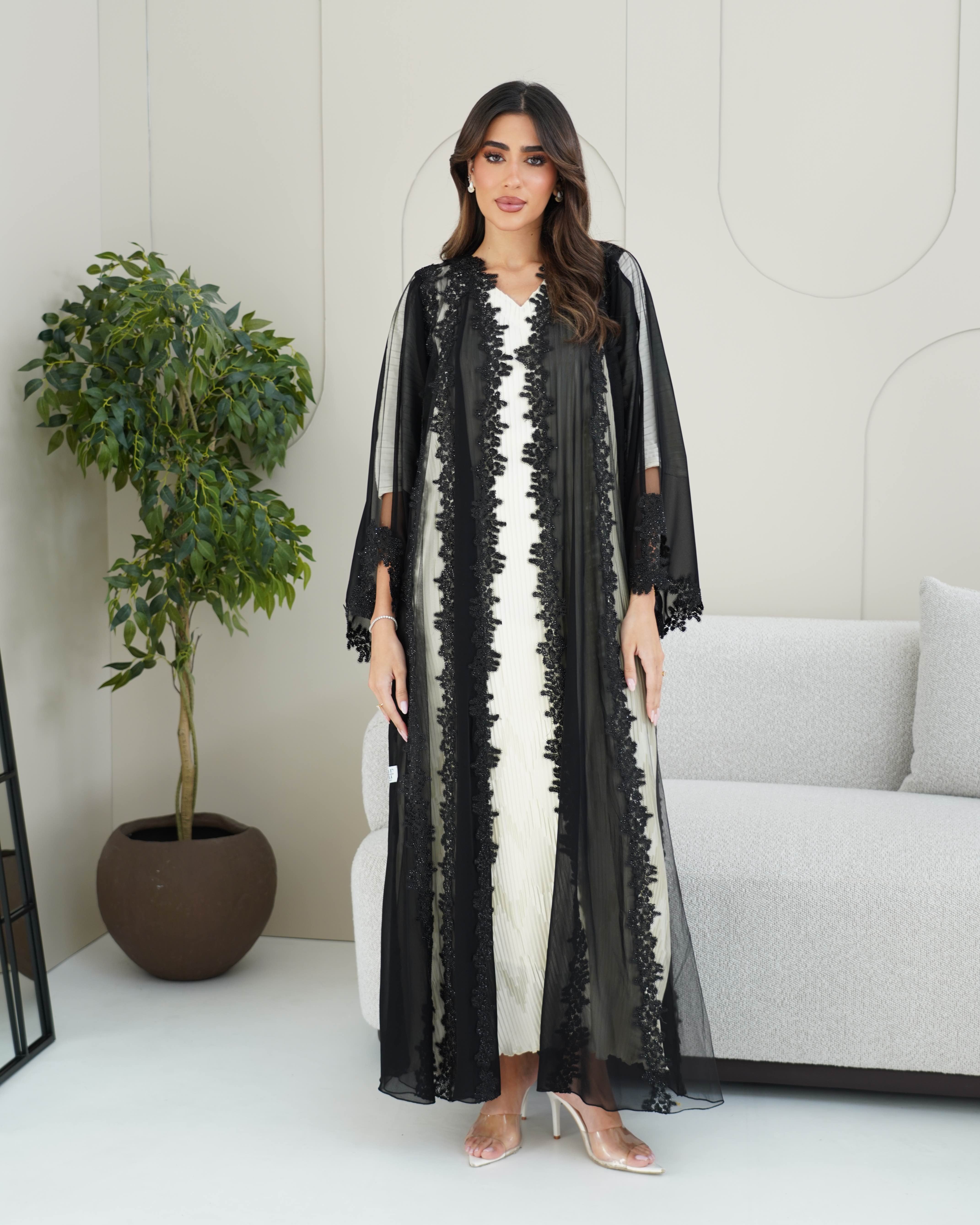 R237 Luxurious Chiffon summer Collection BlackAbaya