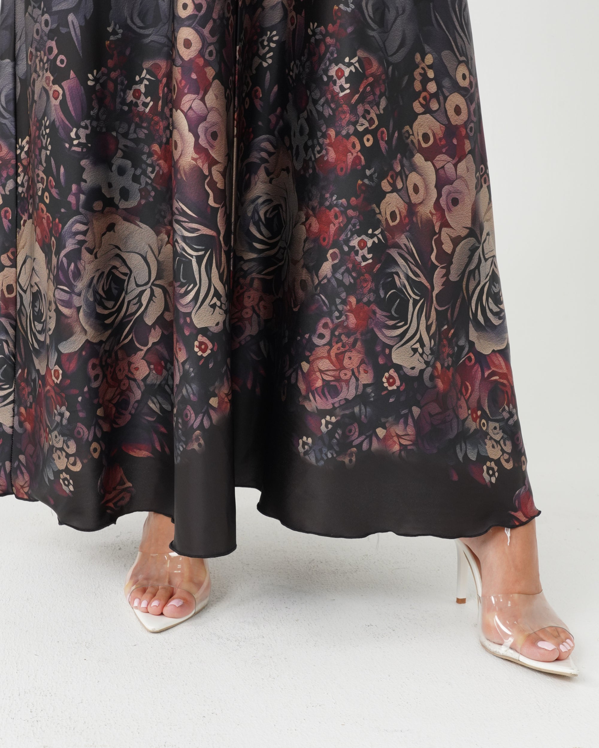 R165 Lavender Flower  printed summer wear  Abaya Set