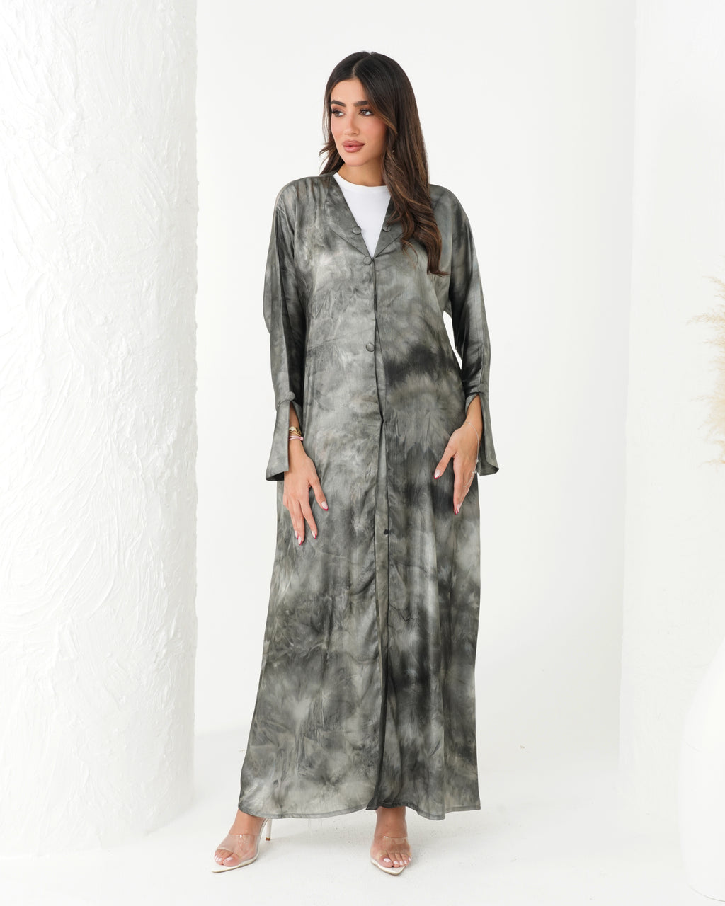 R191 Classic  Grey Summer Abaya Set