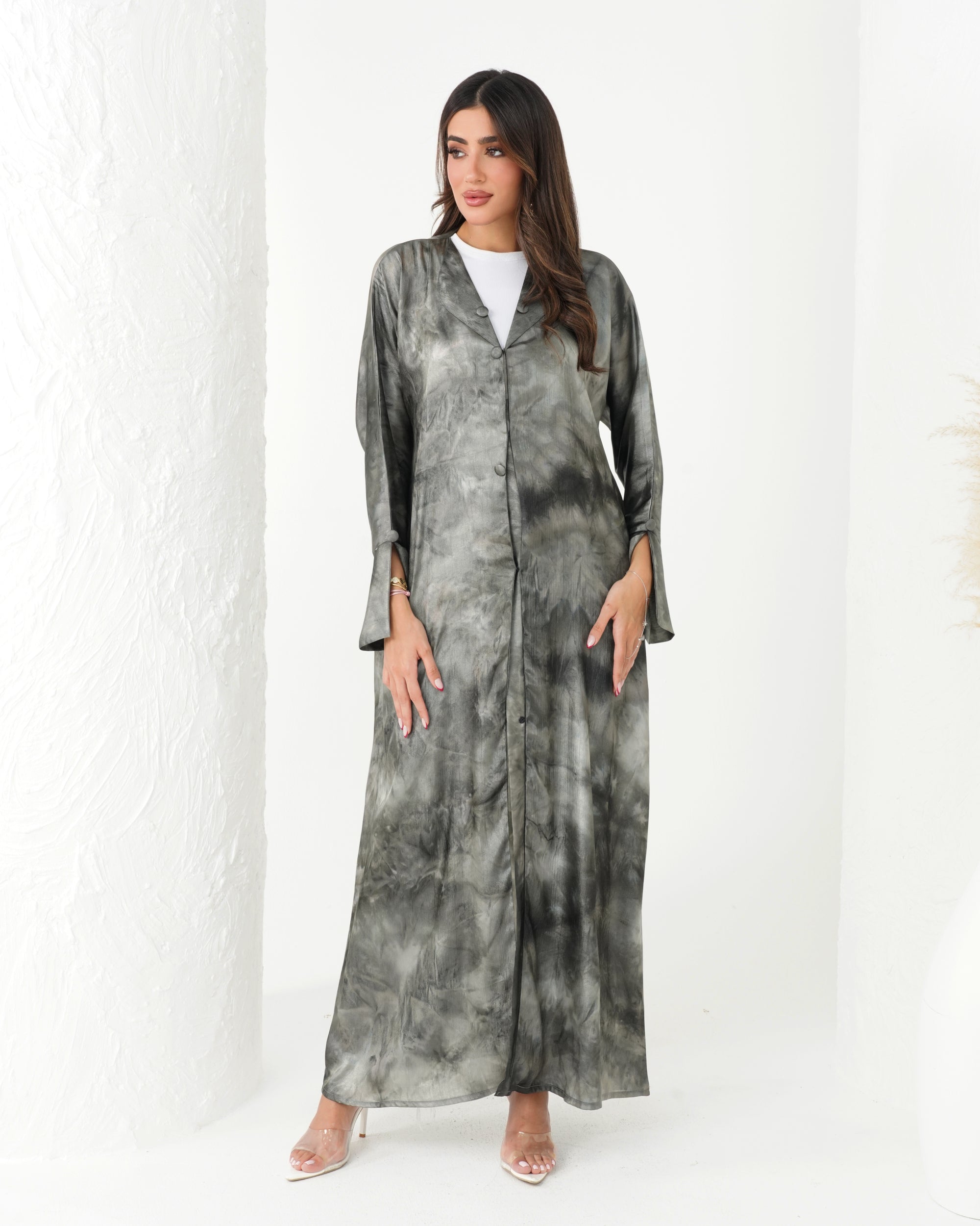 R191 Classic  Grey Summer Abaya Set