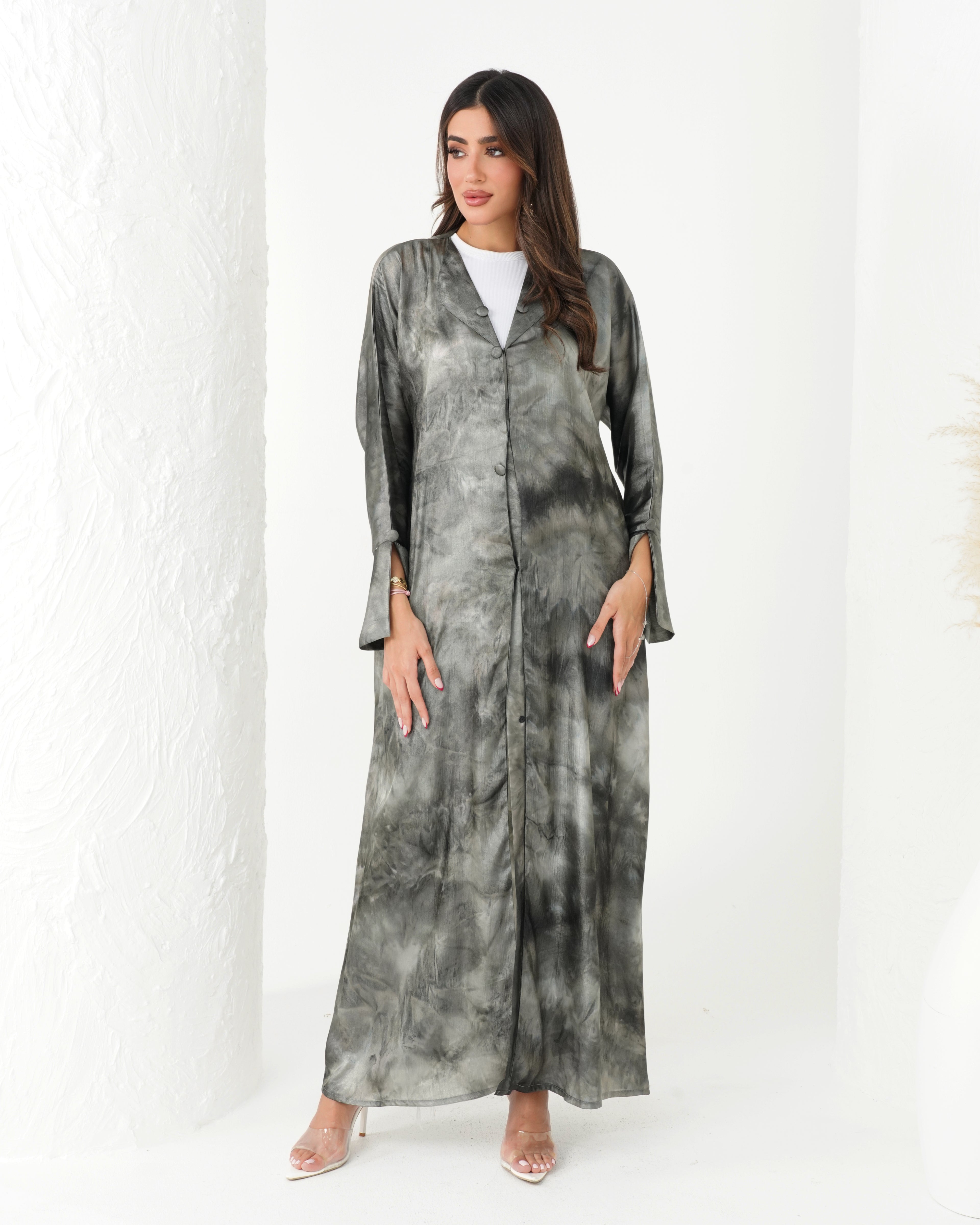 R191 Classic  Grey Summer Abaya Set