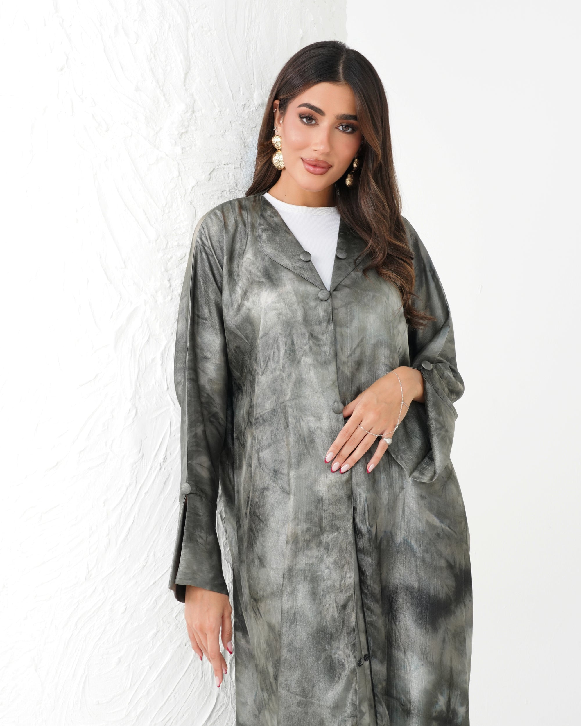 R191 Classic  Grey Summer Abaya Set