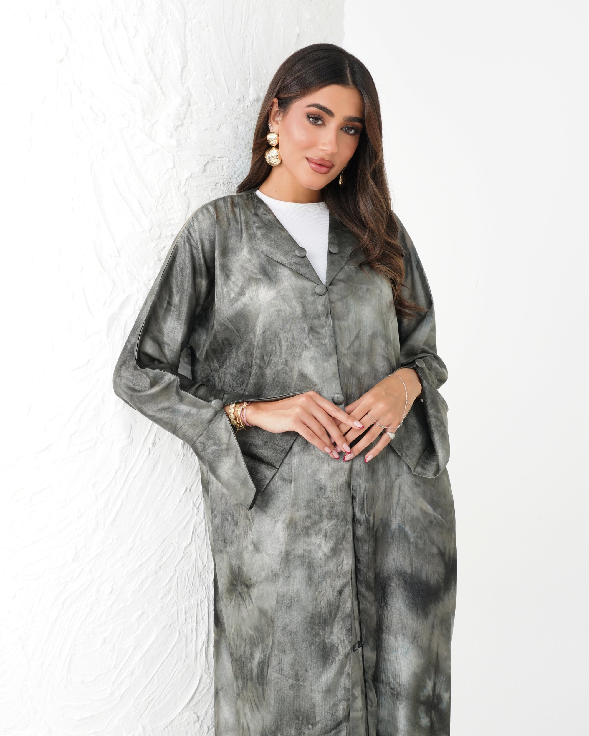 R191 Classic  Grey Summer Abaya Set