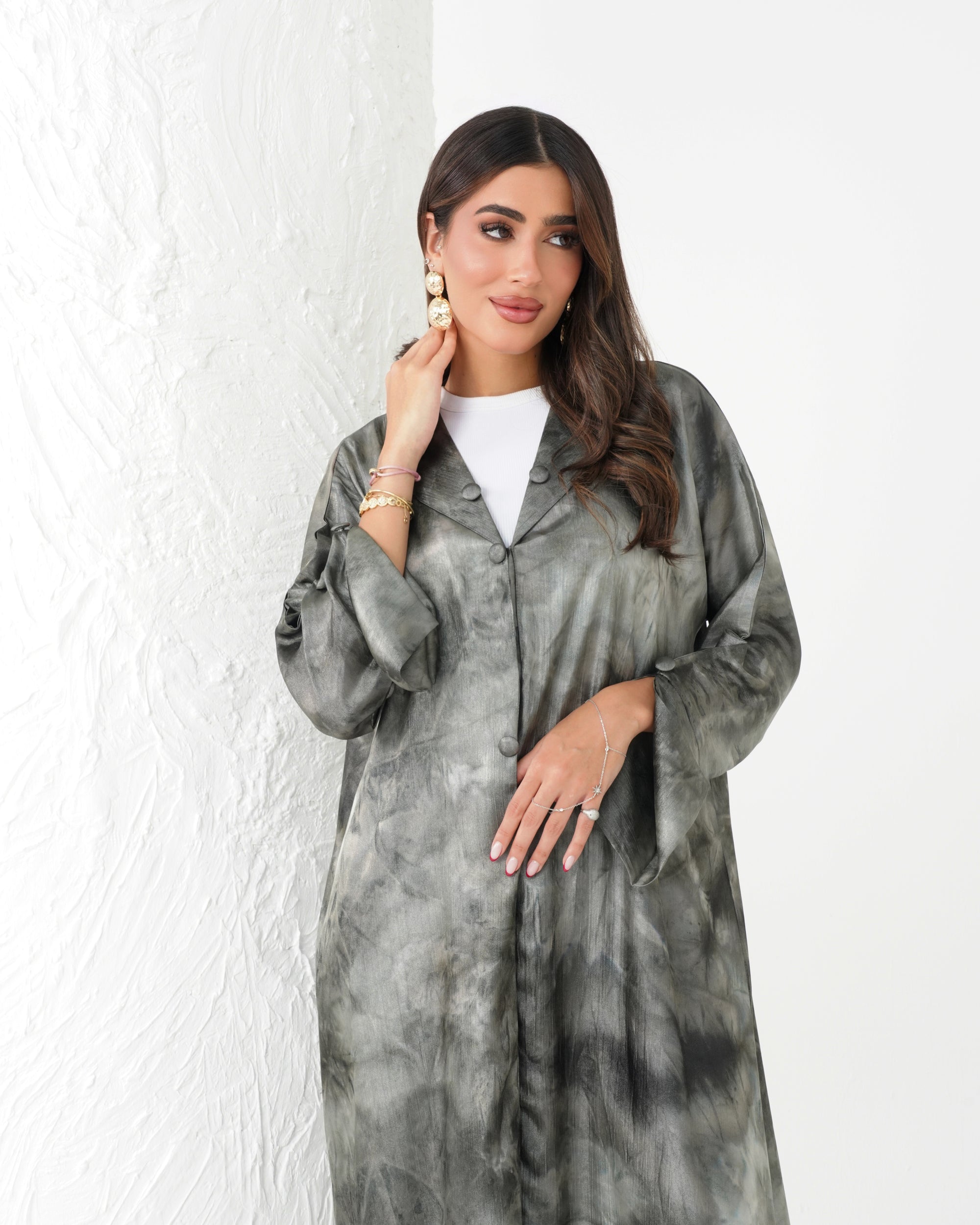 R191 Classic  Grey Summer Abaya Set