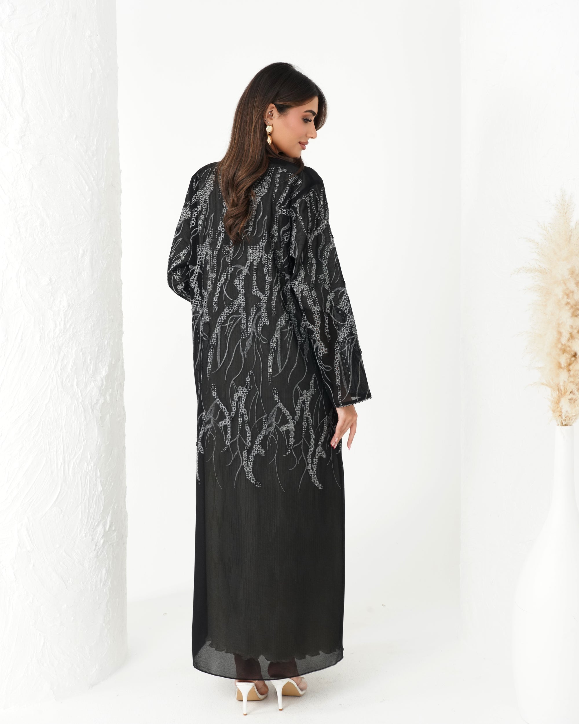 R190 casual Black  Abaya Set