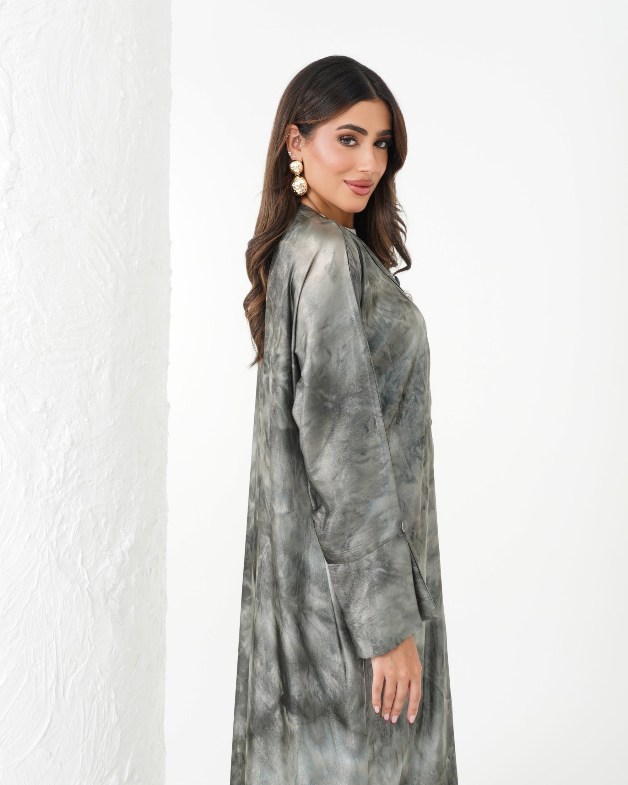 R191 Classic  Grey Summer Abaya Set