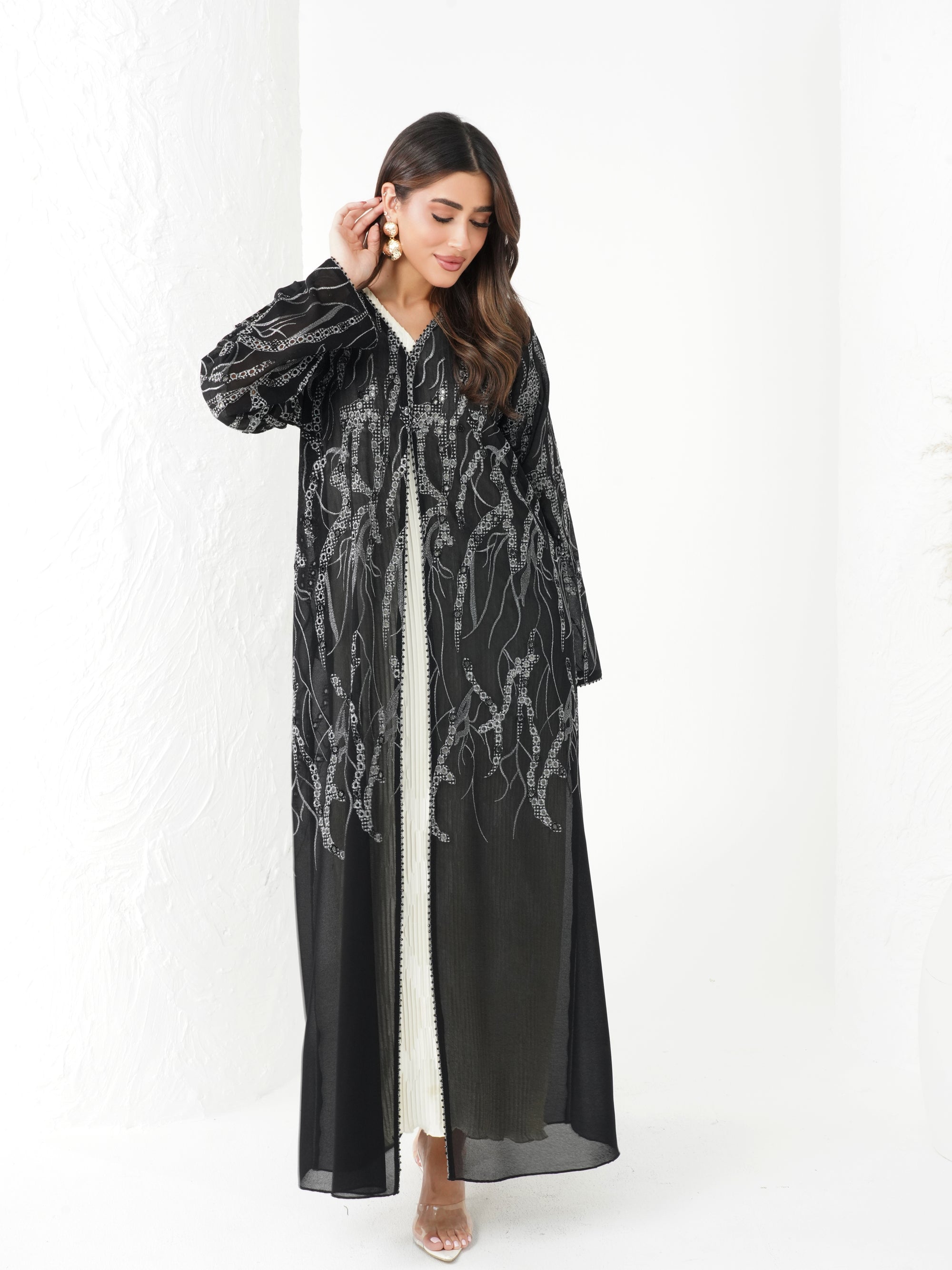 R190 casual Black  Abaya Set