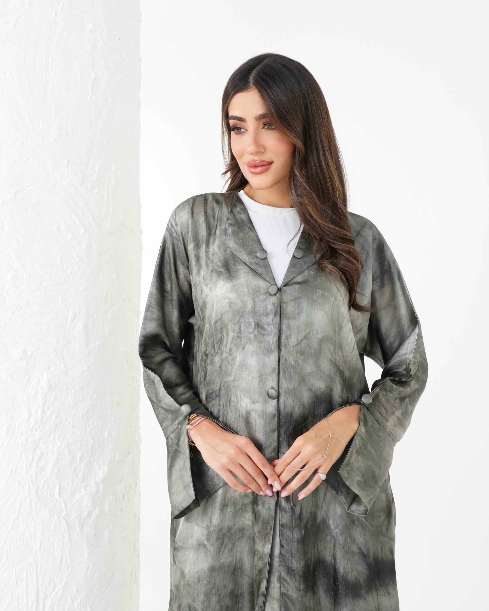 R191 Classic  Grey Summer Abaya Set