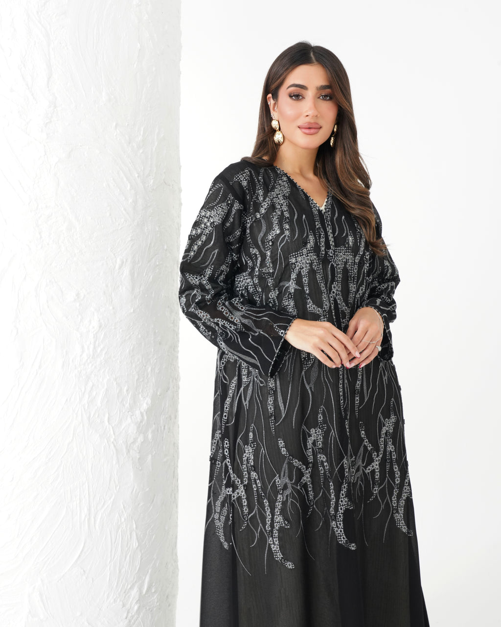 R190 casual Black  Abaya Set