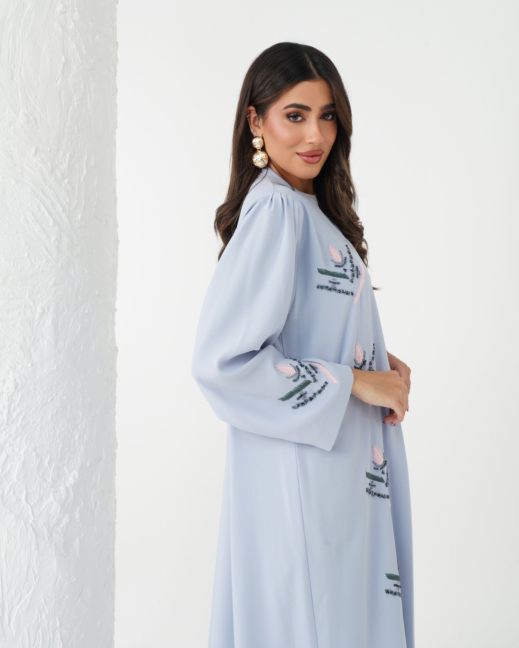 R177  Travel wear Sky blue  Abaya Set