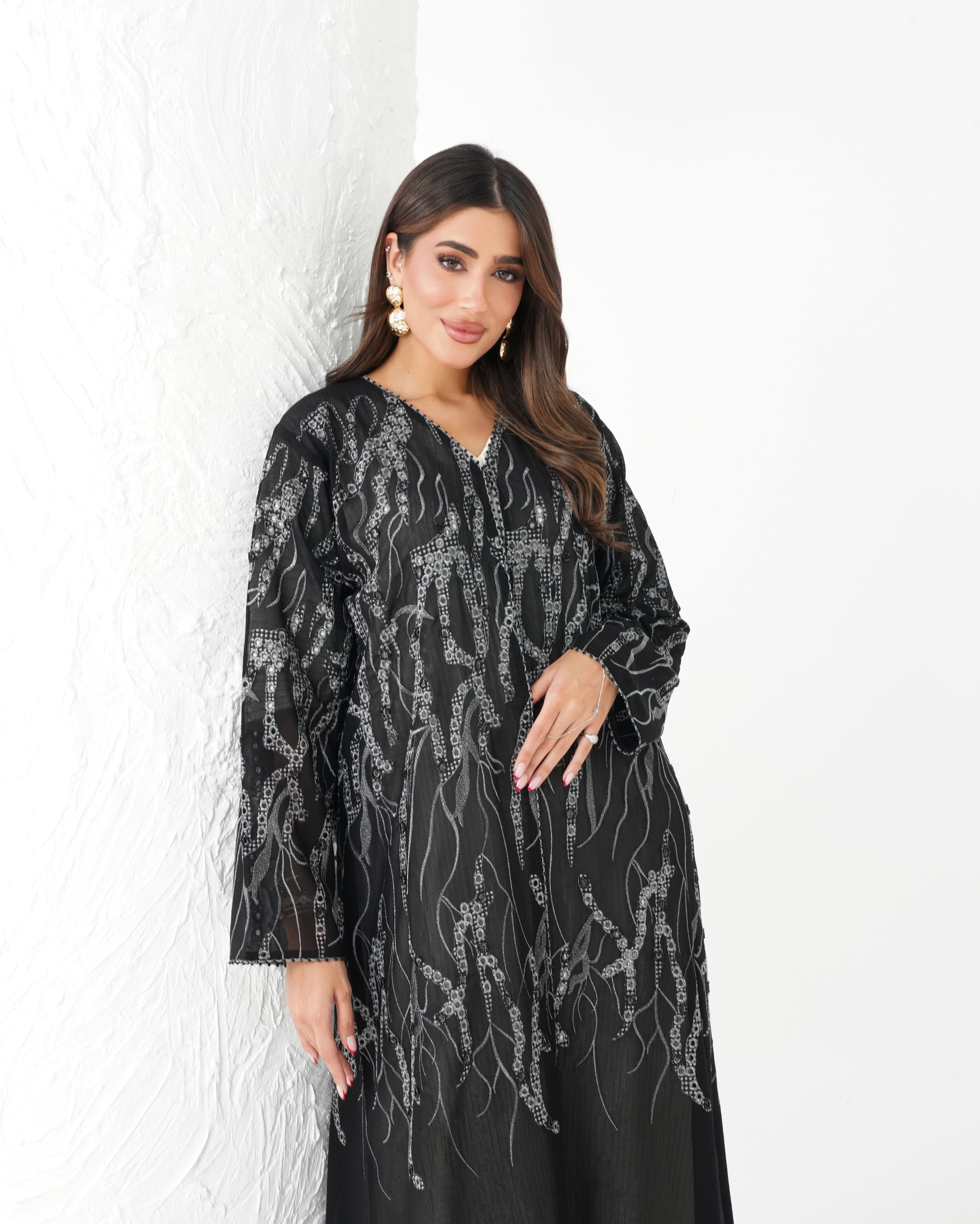 R190 casual Black  Abaya Set