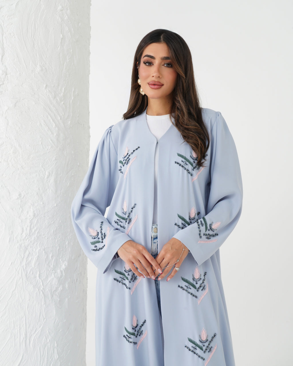 R177  Travel wear Sky blue  Abaya Set