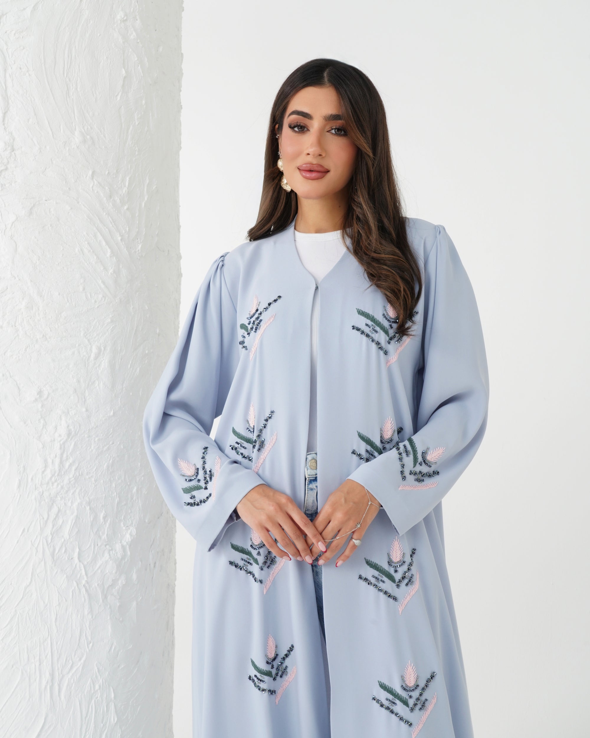 R177  Travel wear Sky blue  Abaya Set