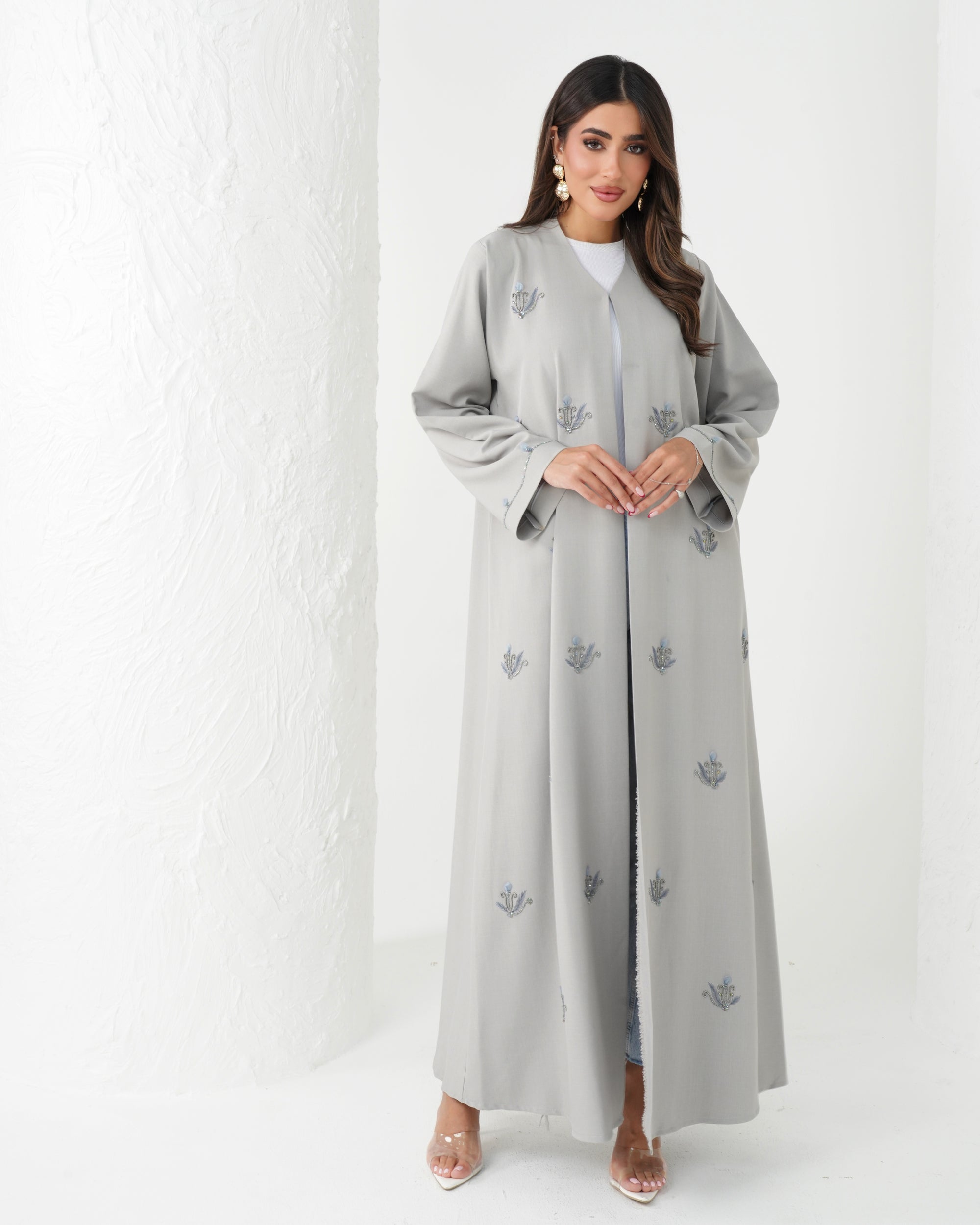 R182 Travel wear Grey  Abaya Set