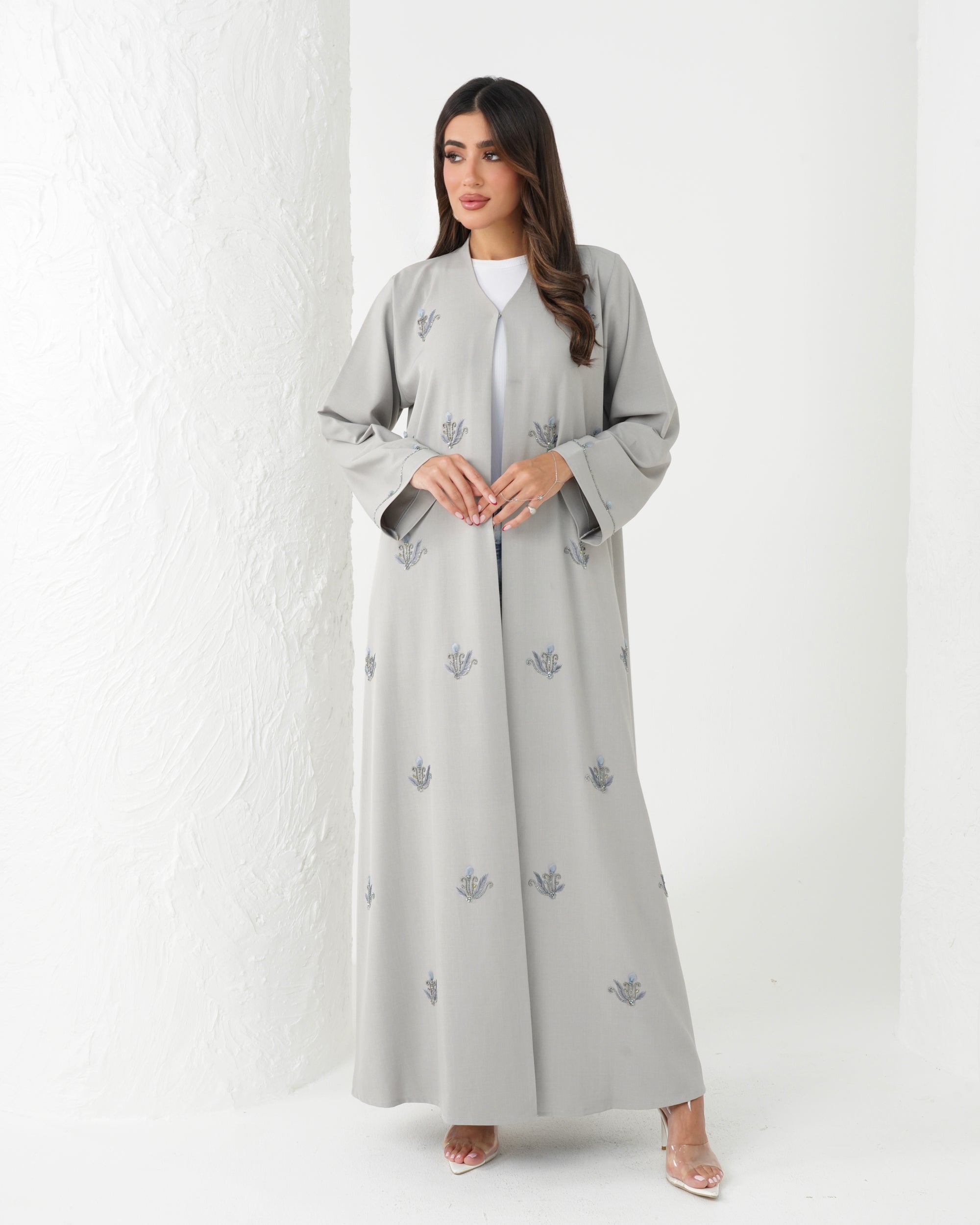 R182 Travel wear Grey  Abaya Set