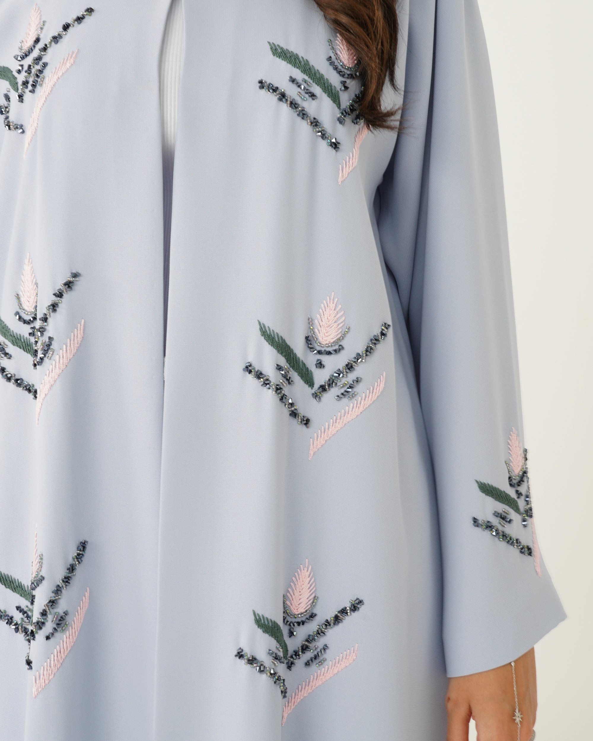 R177  Travel wear Sky blue  Abaya Set
