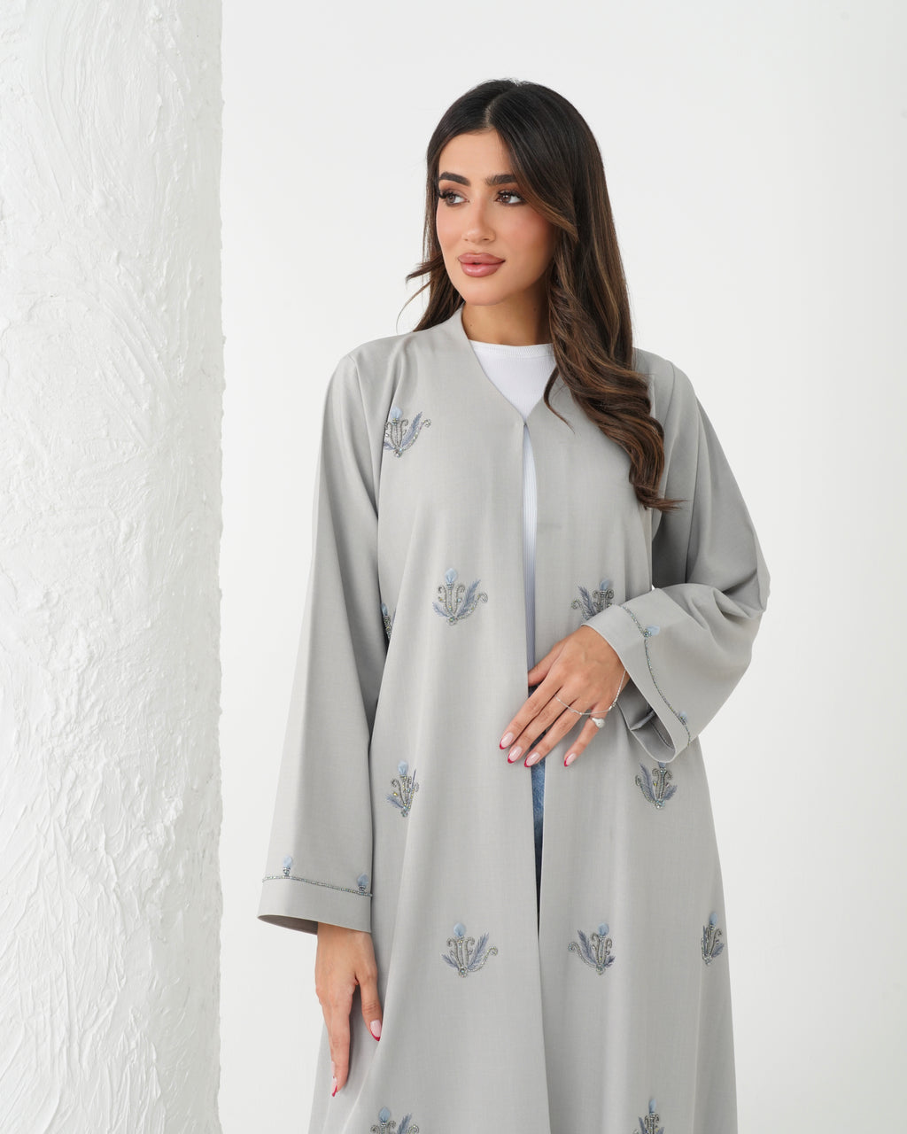 R182 Travel wear Grey  Abaya Set