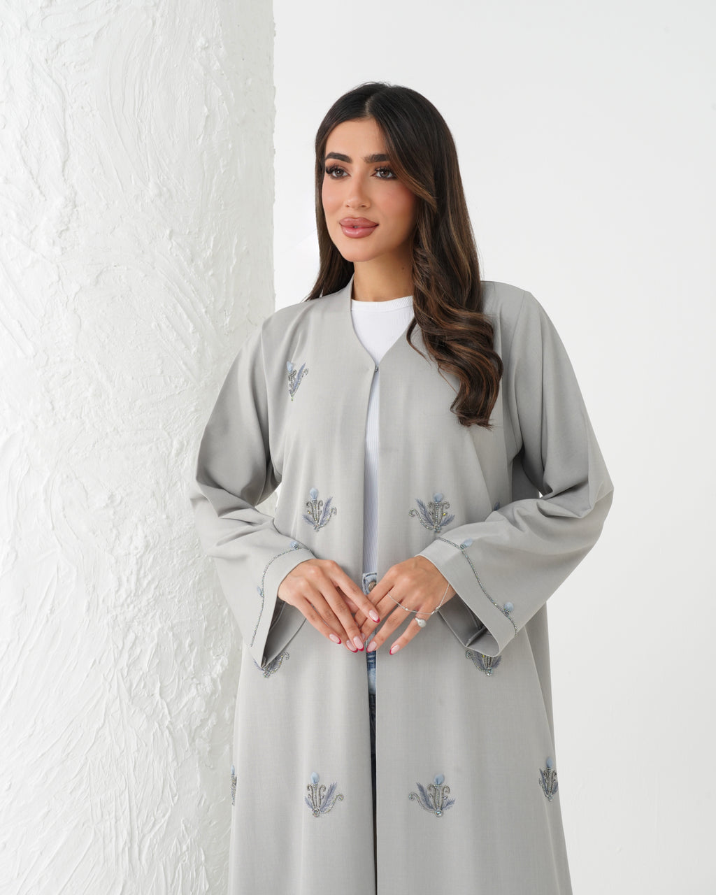 R182 Travel wear Grey  Abaya Set