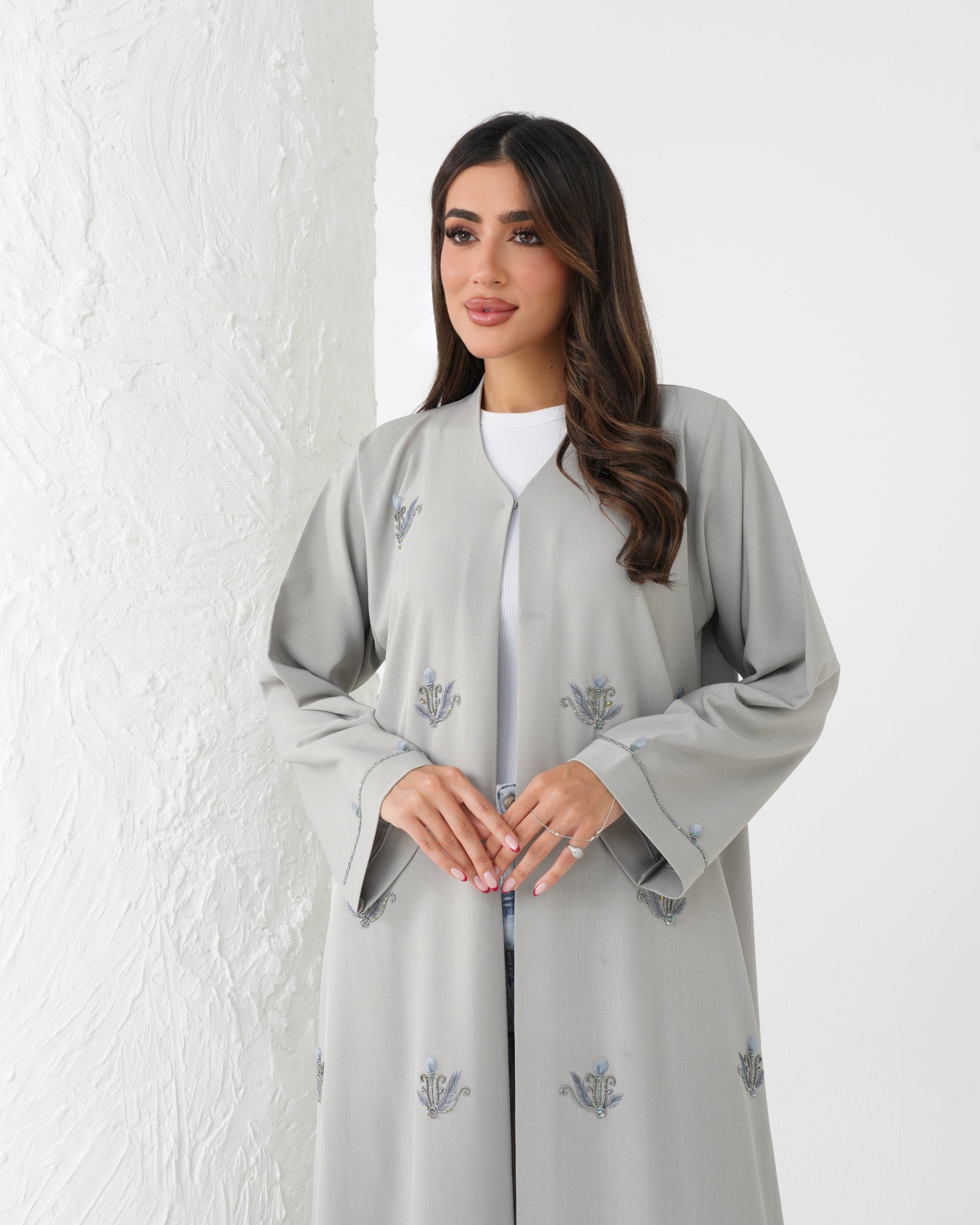 R182 Travel wear Grey  Abaya Set