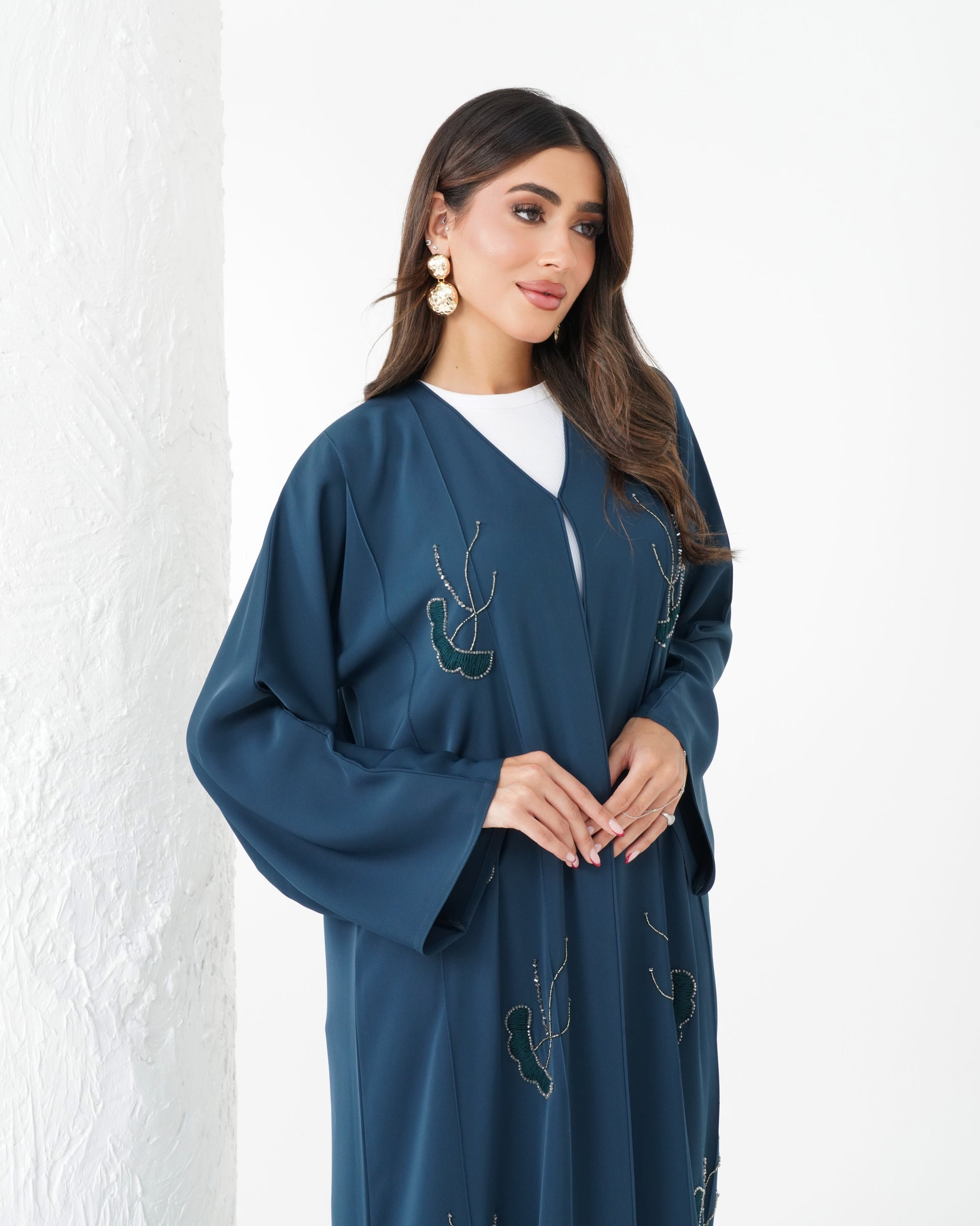 R181 Blue Classic   Abaya Set