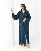 R181 Blue Classic   Abaya Set