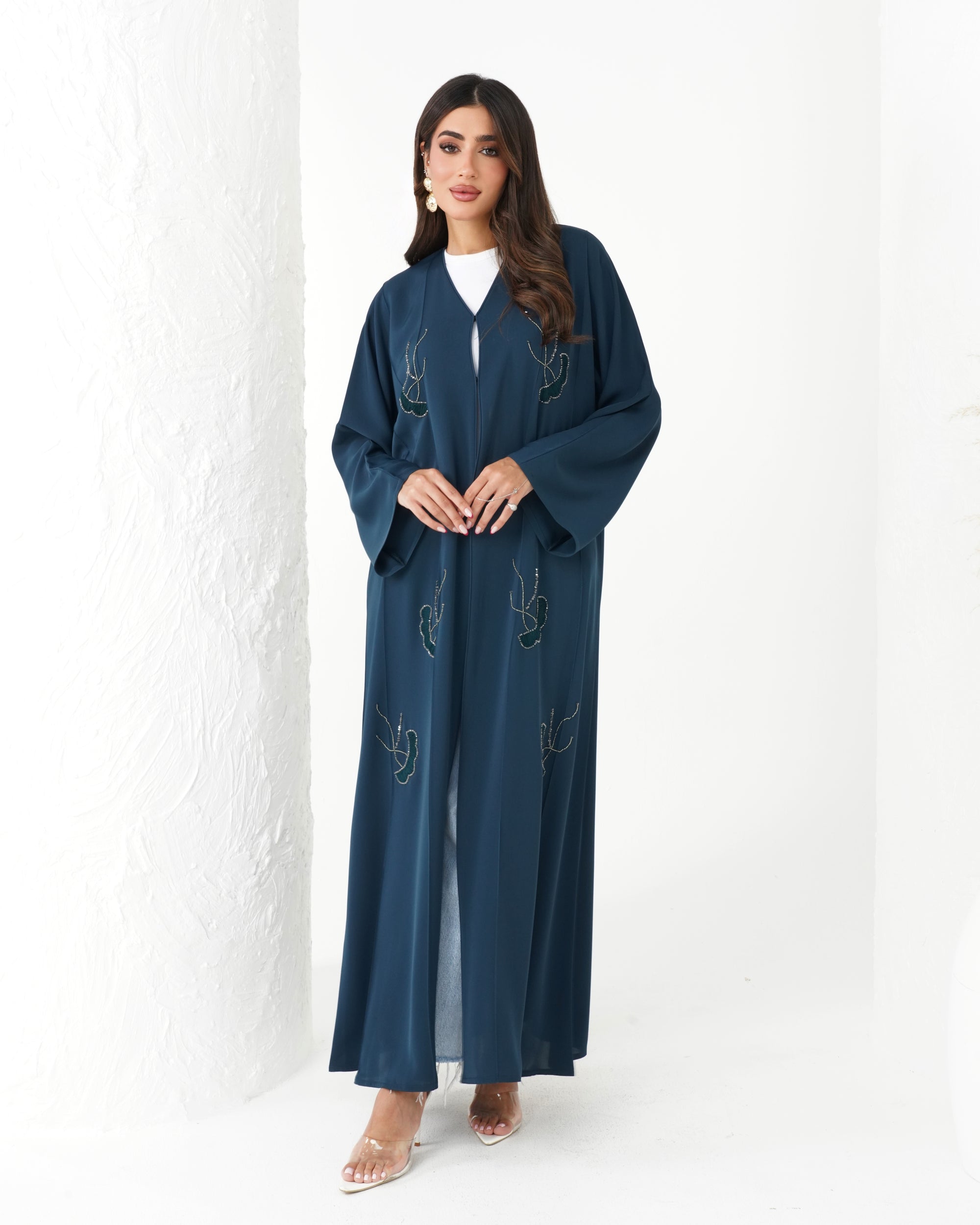 R181 Blue Classic   Abaya Set