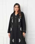 R188 Black elegant  Abaya Set