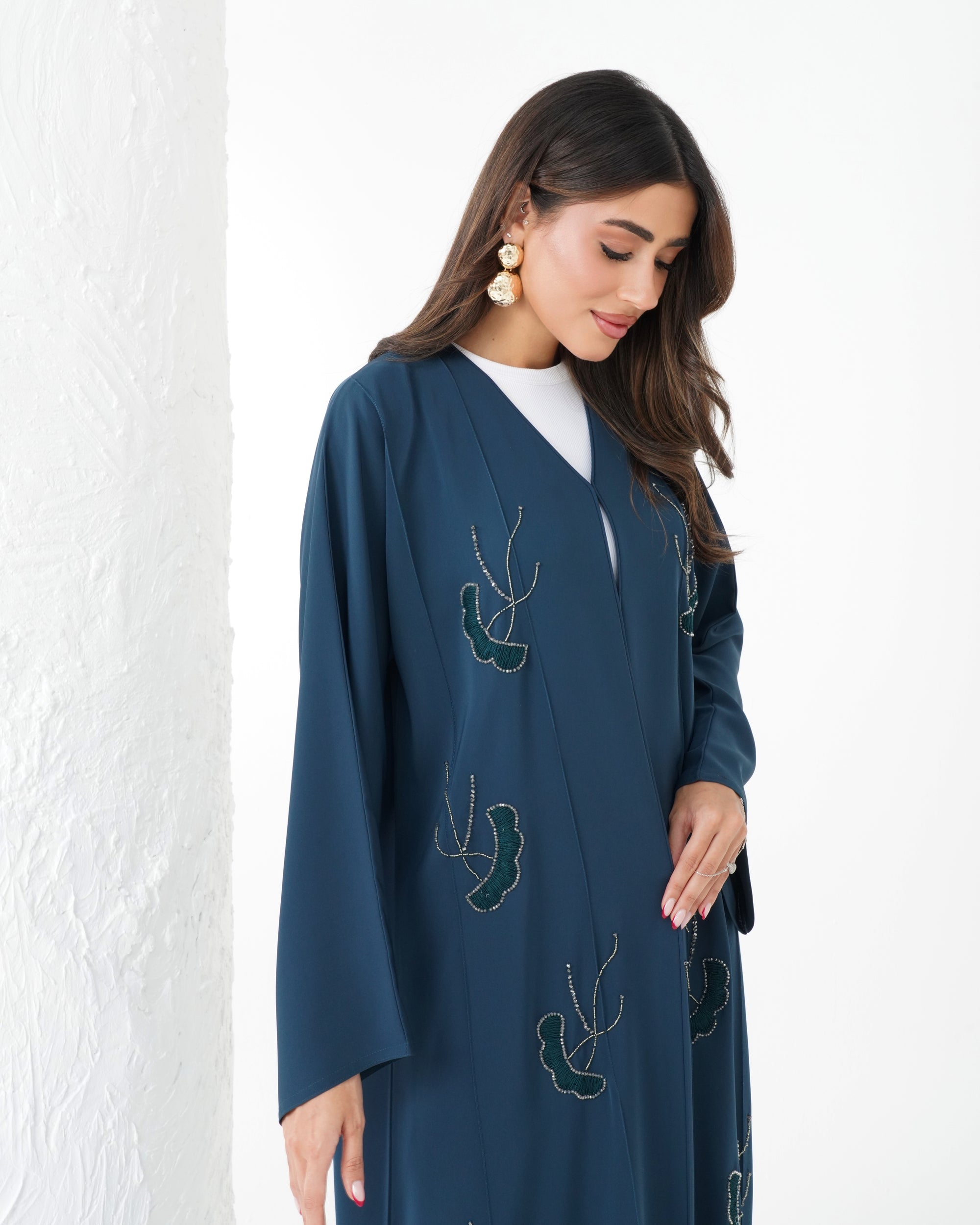 R181 Blue Classic   Abaya Set