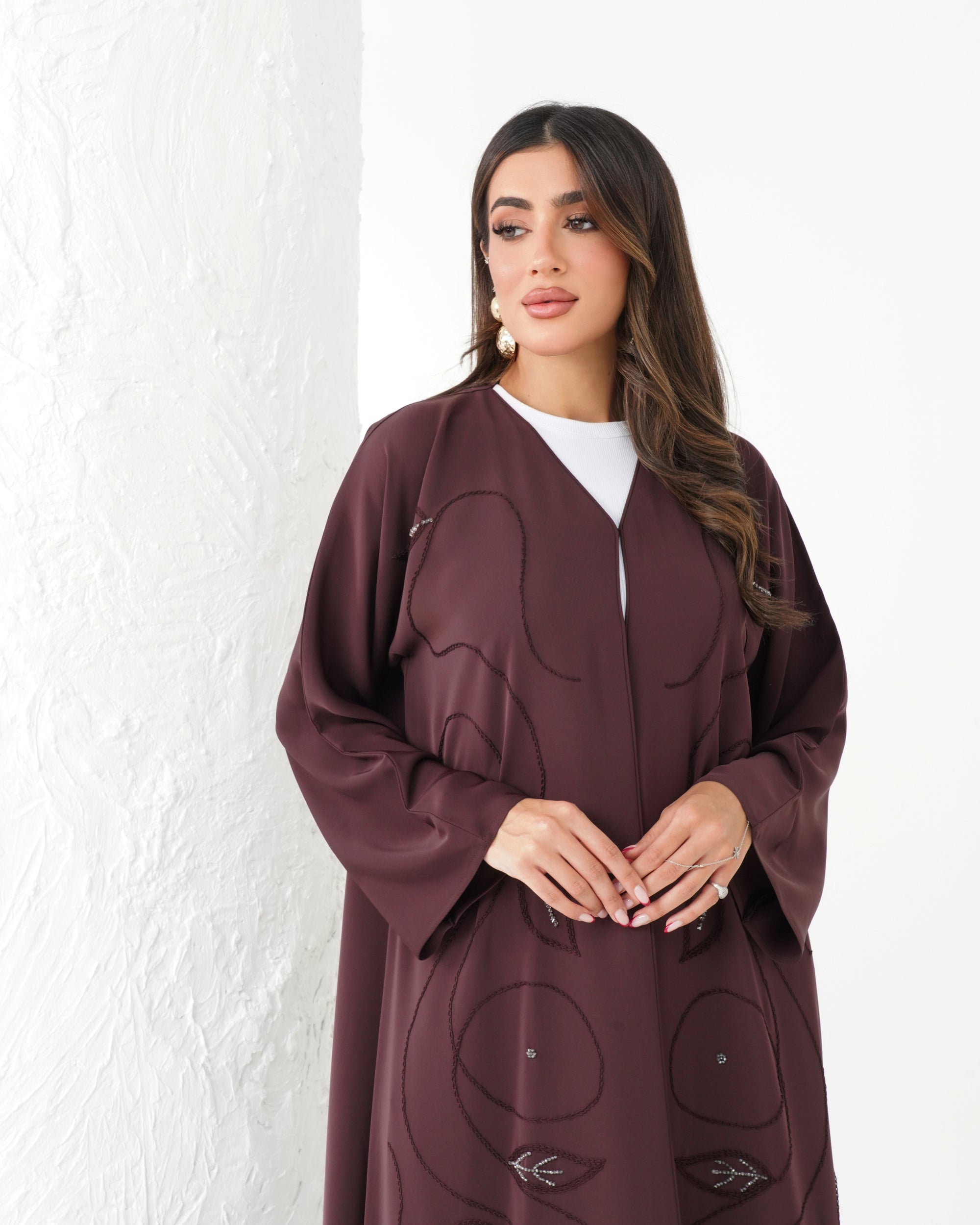 R169 Maroon Glaring Abaya Set