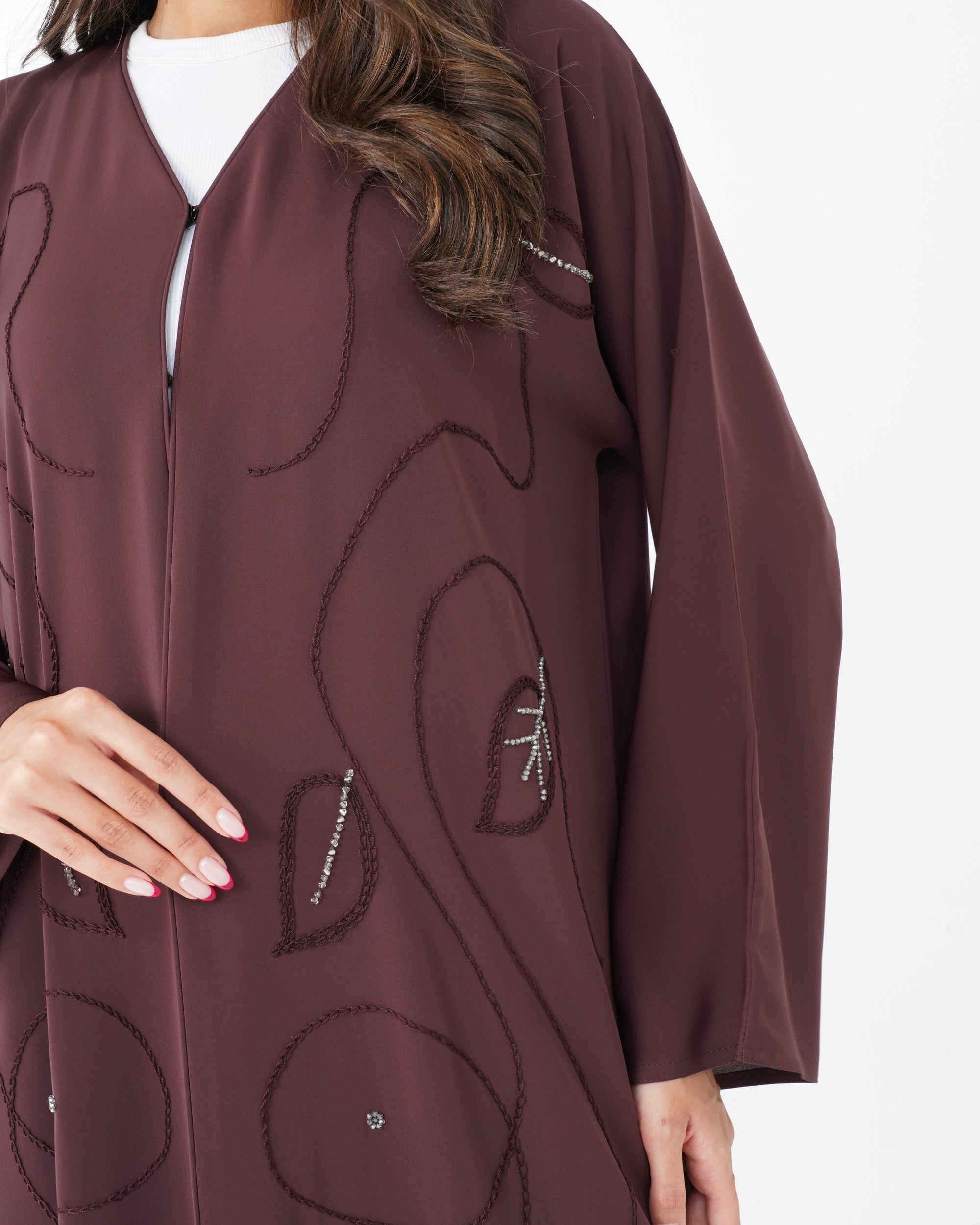 R169 Maroon Glaring Abaya Set