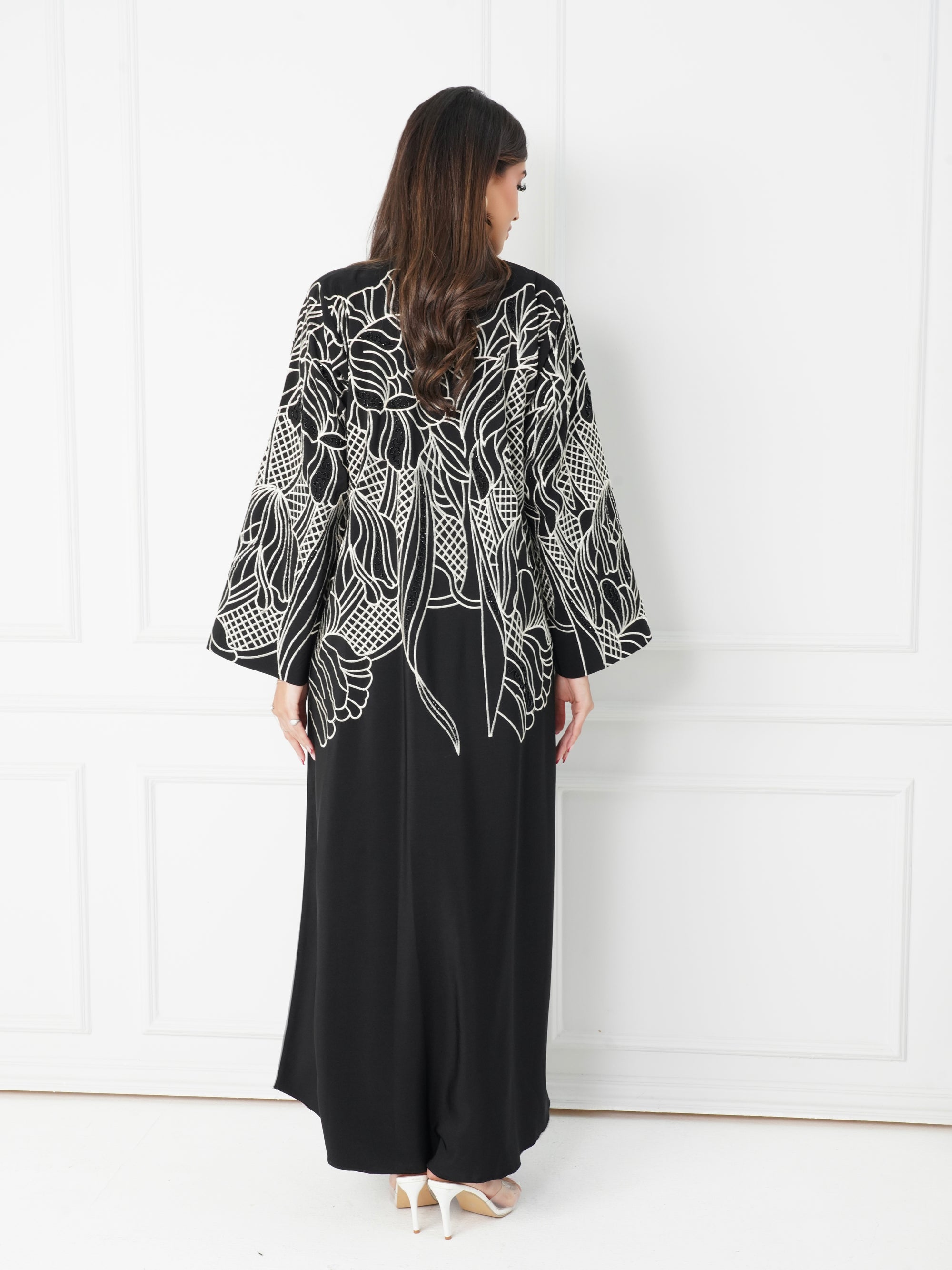 R189 Black Elegant  Summer collection Abaya Set