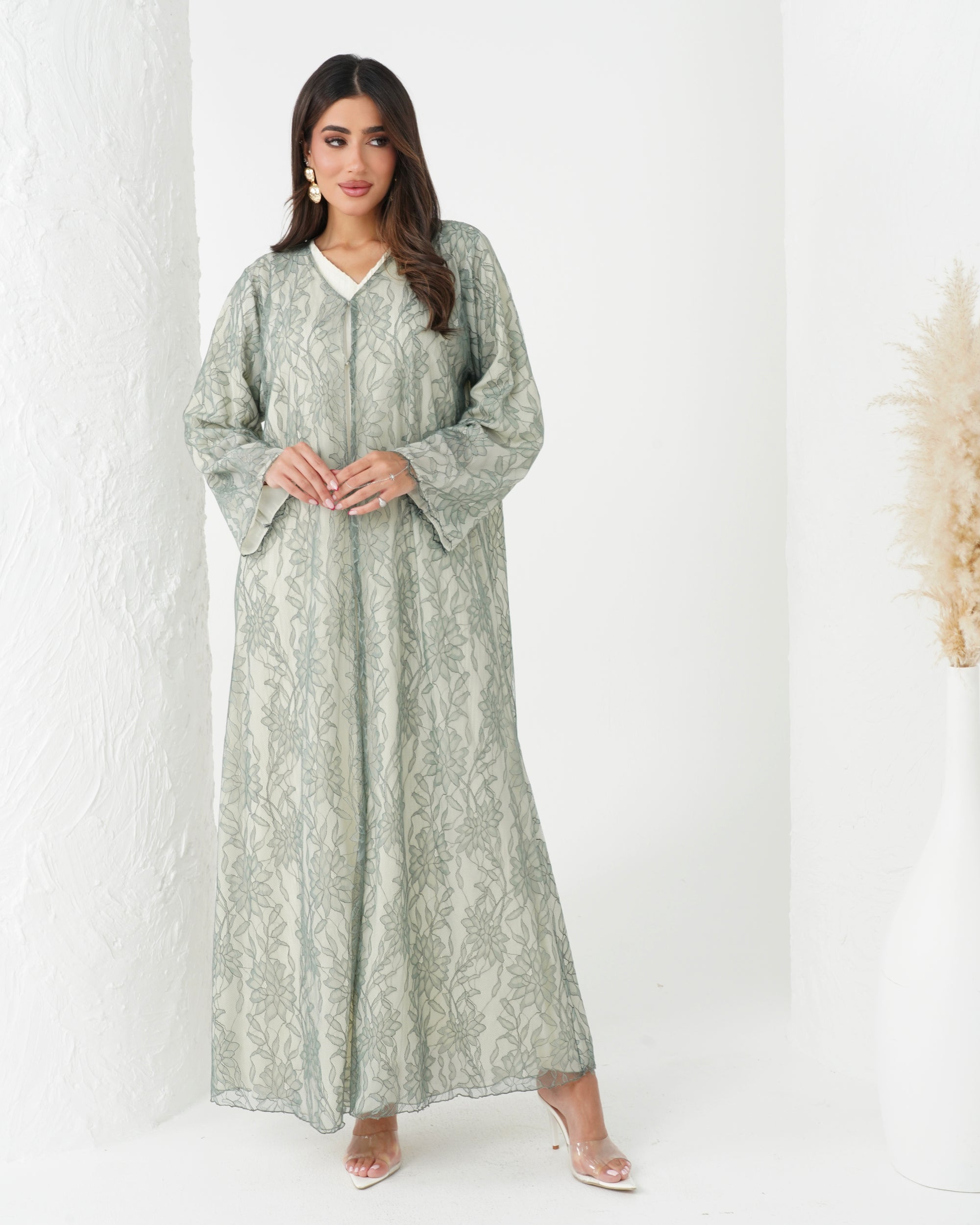 R168 Dantel Summer wear Abaya Set