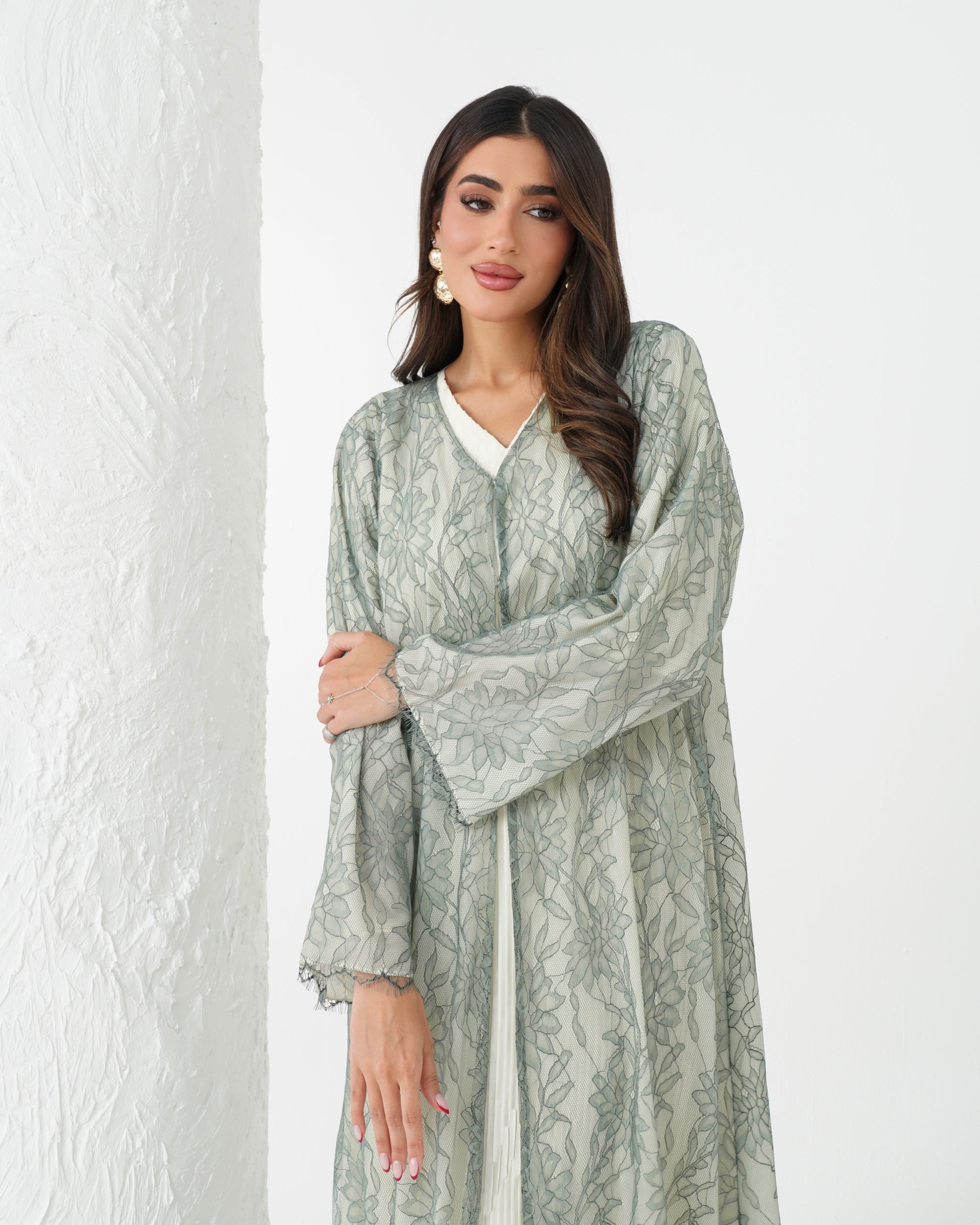 R168 Dantel Summer wear Abaya Set