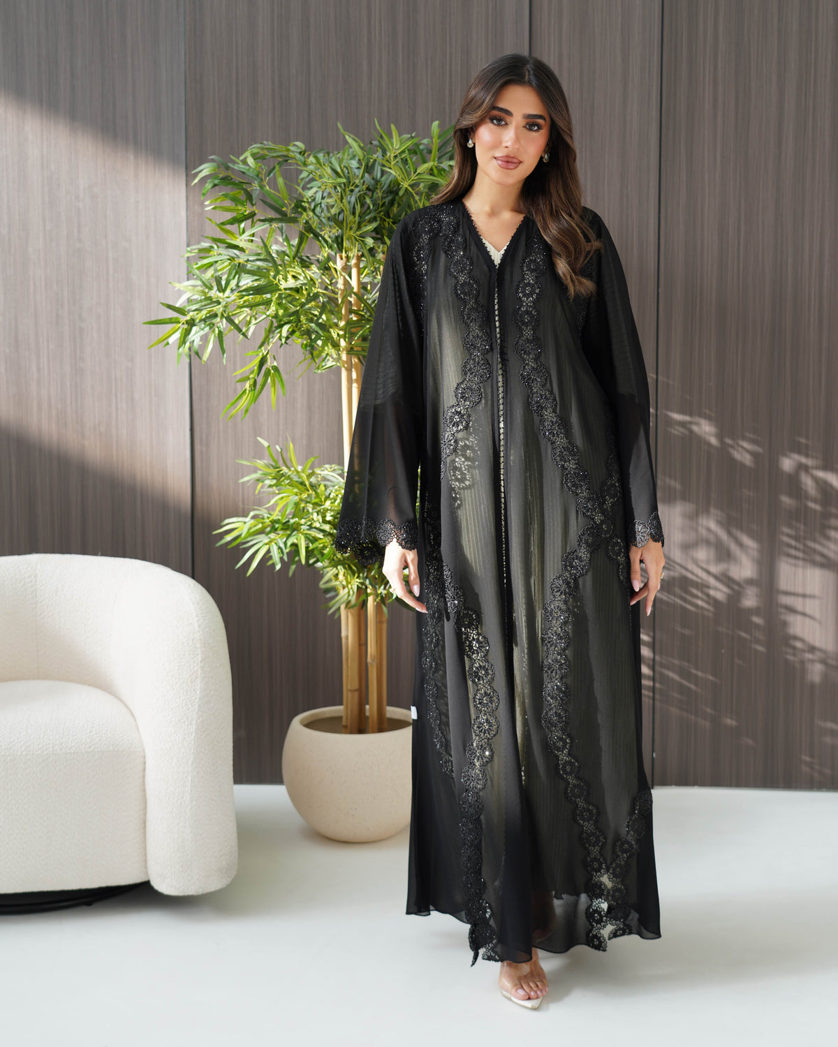 R242 Black Elegant summer Abaya Collection