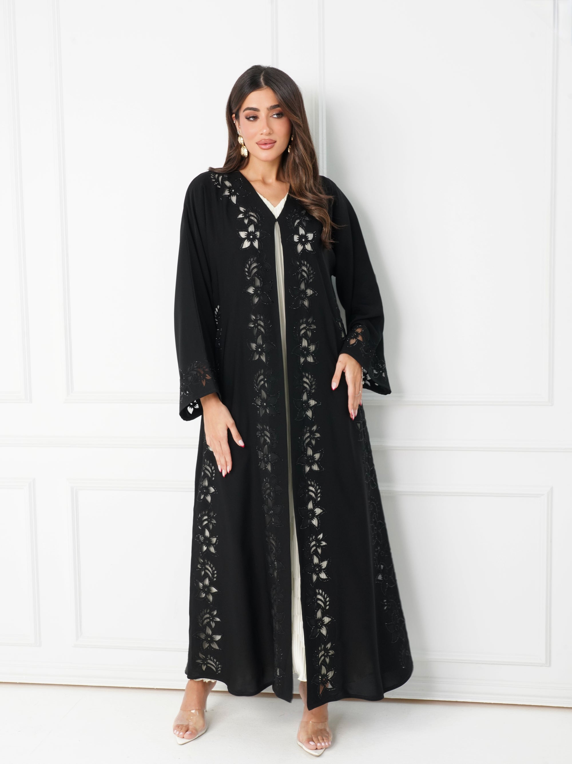 R170  Elegant Black summer wear  Abaya Set