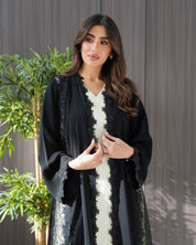 R243 Cutting Model Black Abaya for Eid Collection