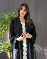 R243 Cutting Model Black Abaya for Eid Collection