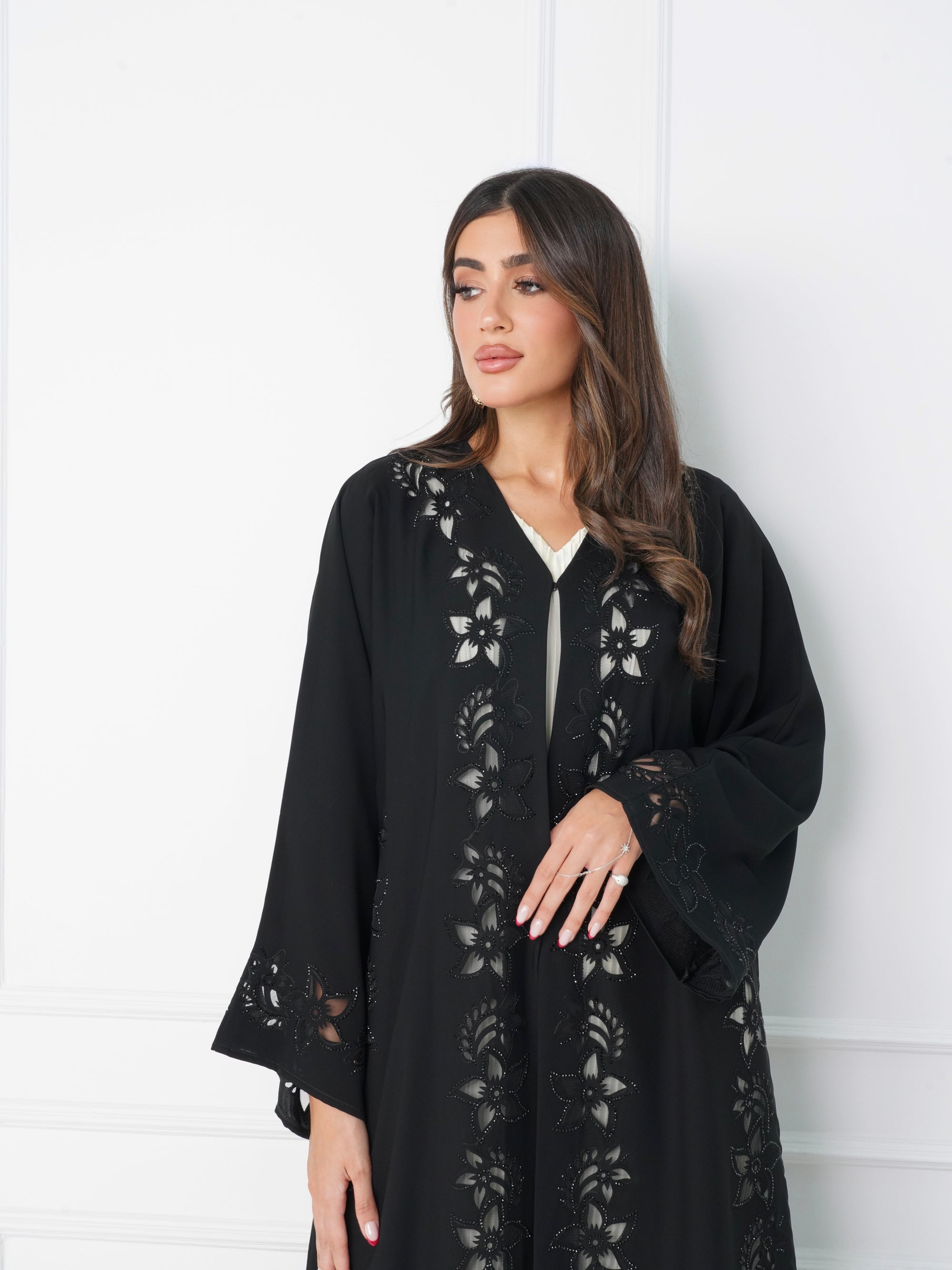 R170  Elegant Black summer wear  Abaya Set
