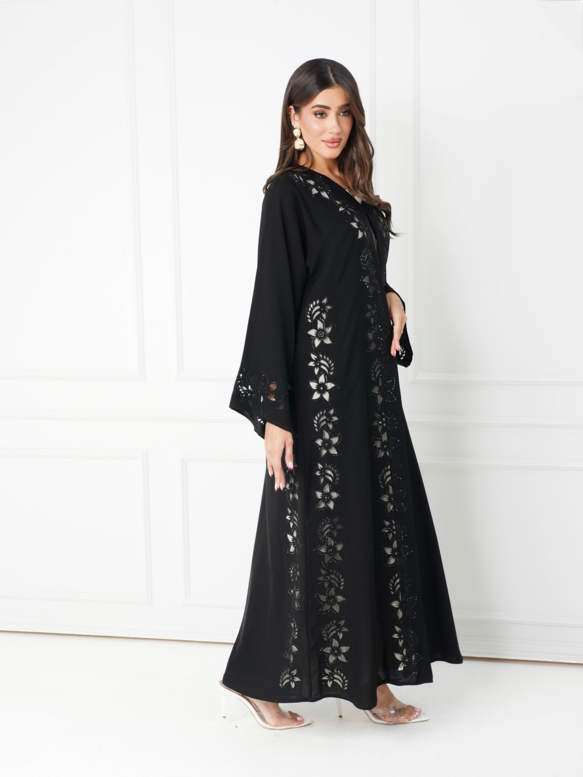 R170  Elegant Black summer wear  Abaya Set