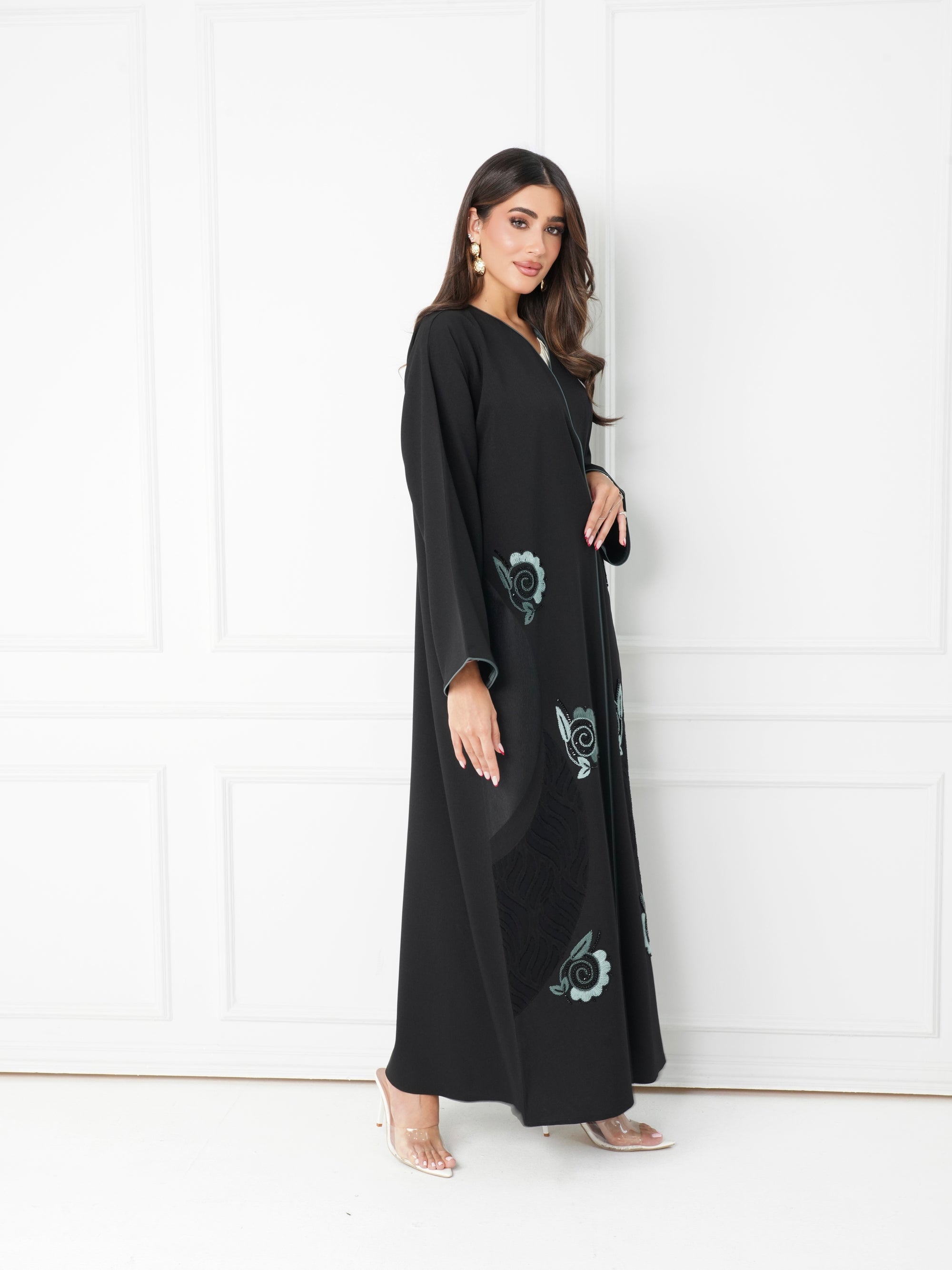 R187 Black Summer collection Abaya Set