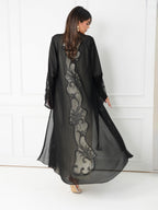 R171  Elegant Black summer wear  Abaya Set