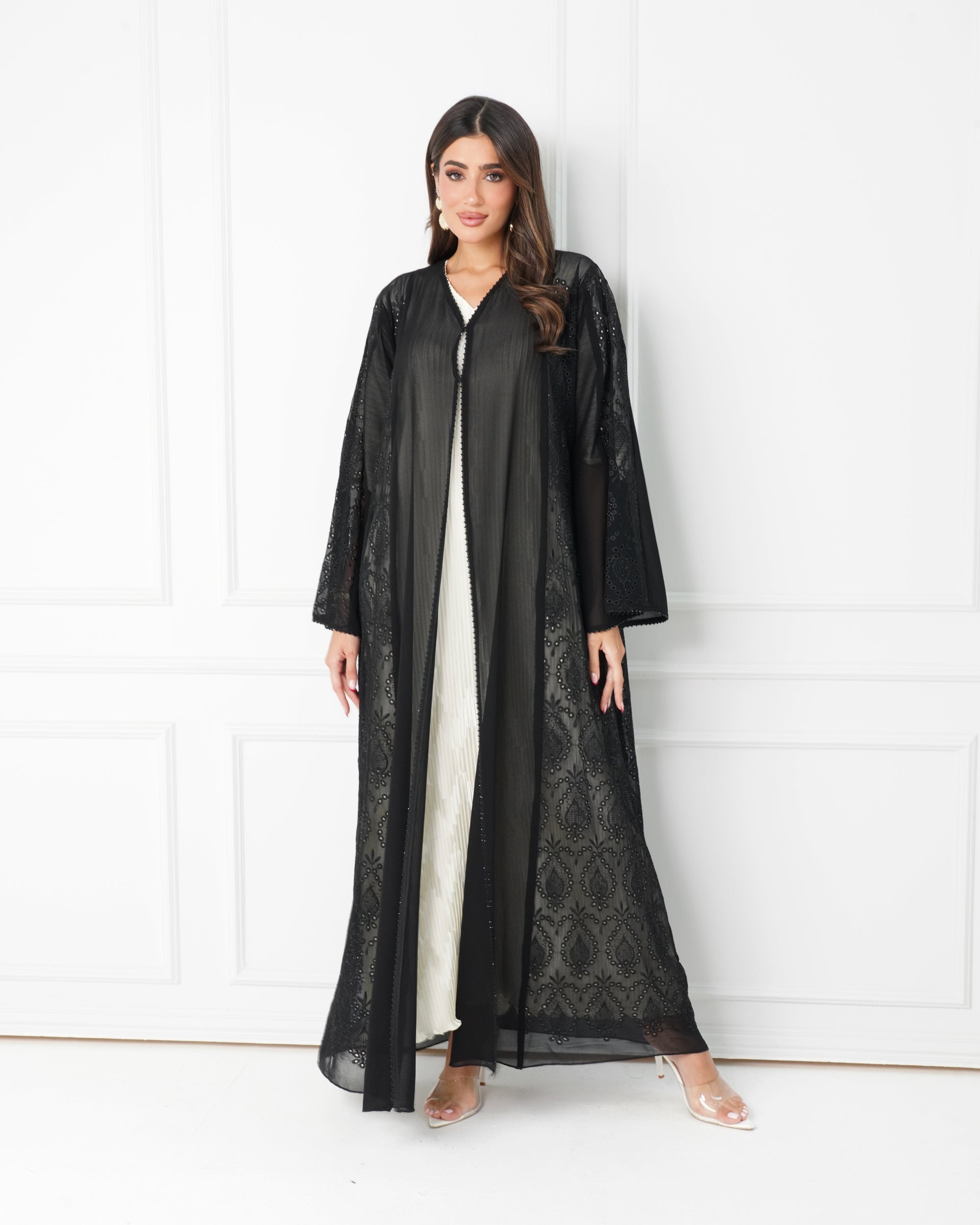 R173  Black  Classic summer wear  Abaya Set