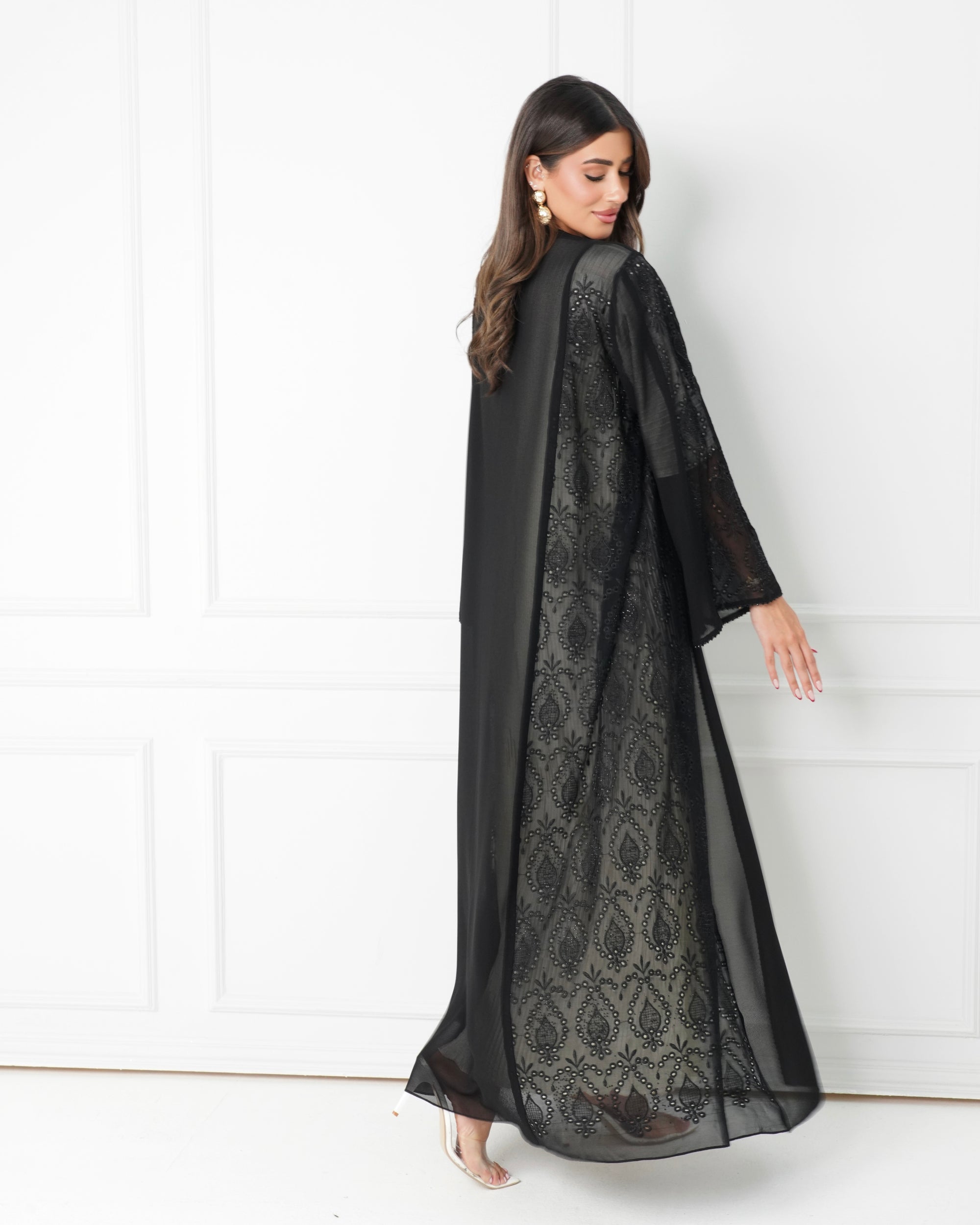 R173  Black  Classic summer wear  Abaya Set