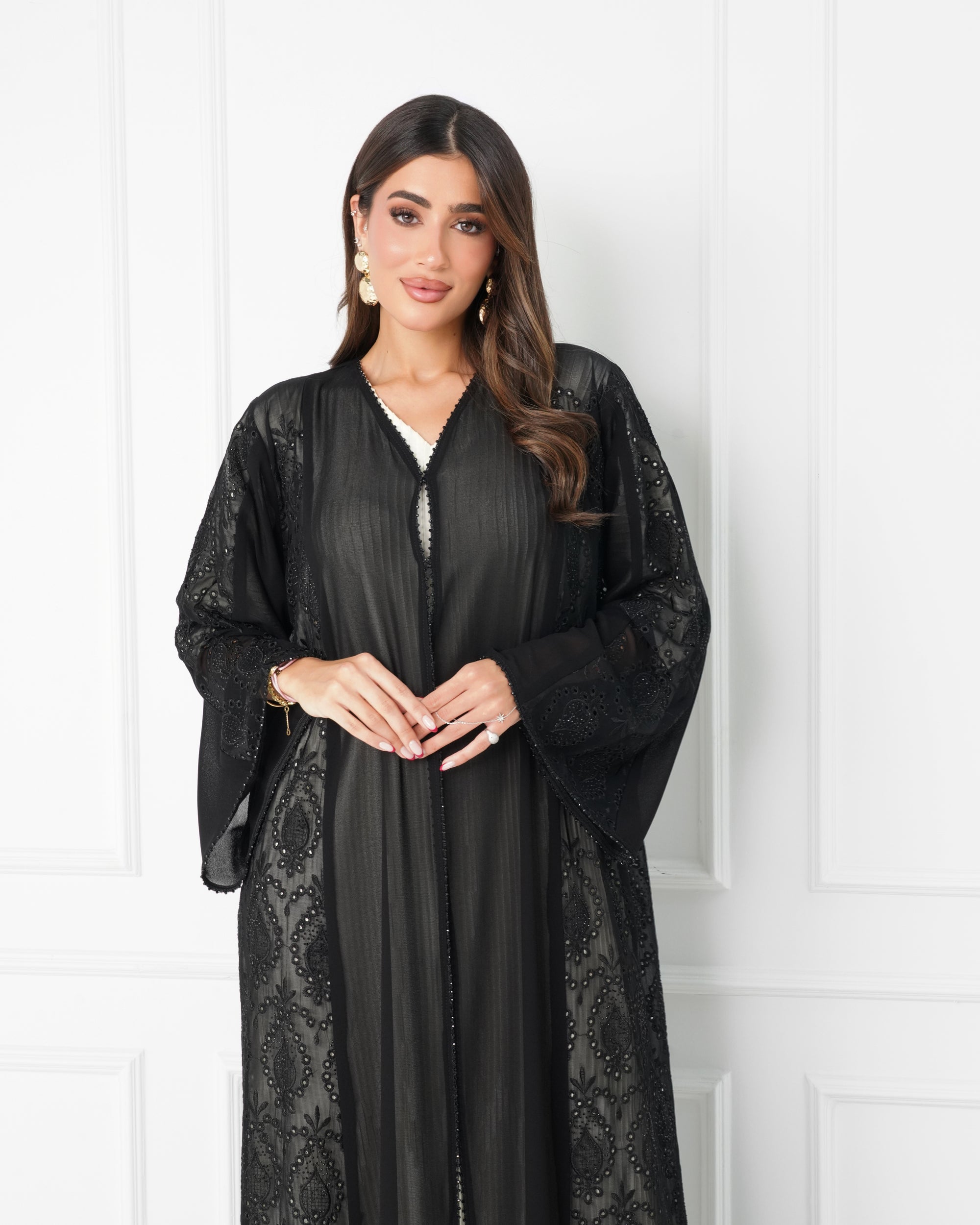 R173  Black  Classic summer wear  Abaya Set