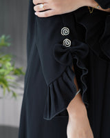 R246 Rose Buttons Design Elegant Abaya