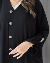 R246 Rose Buttons Design Elegant Abaya