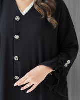 R246 Rose Buttons Design Elegant Abaya